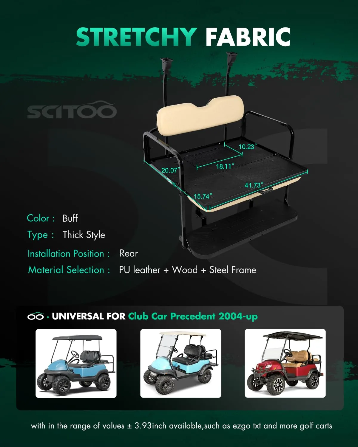 SCITOO Rear Seat Kit for Club Car Precedent, Buff image 2