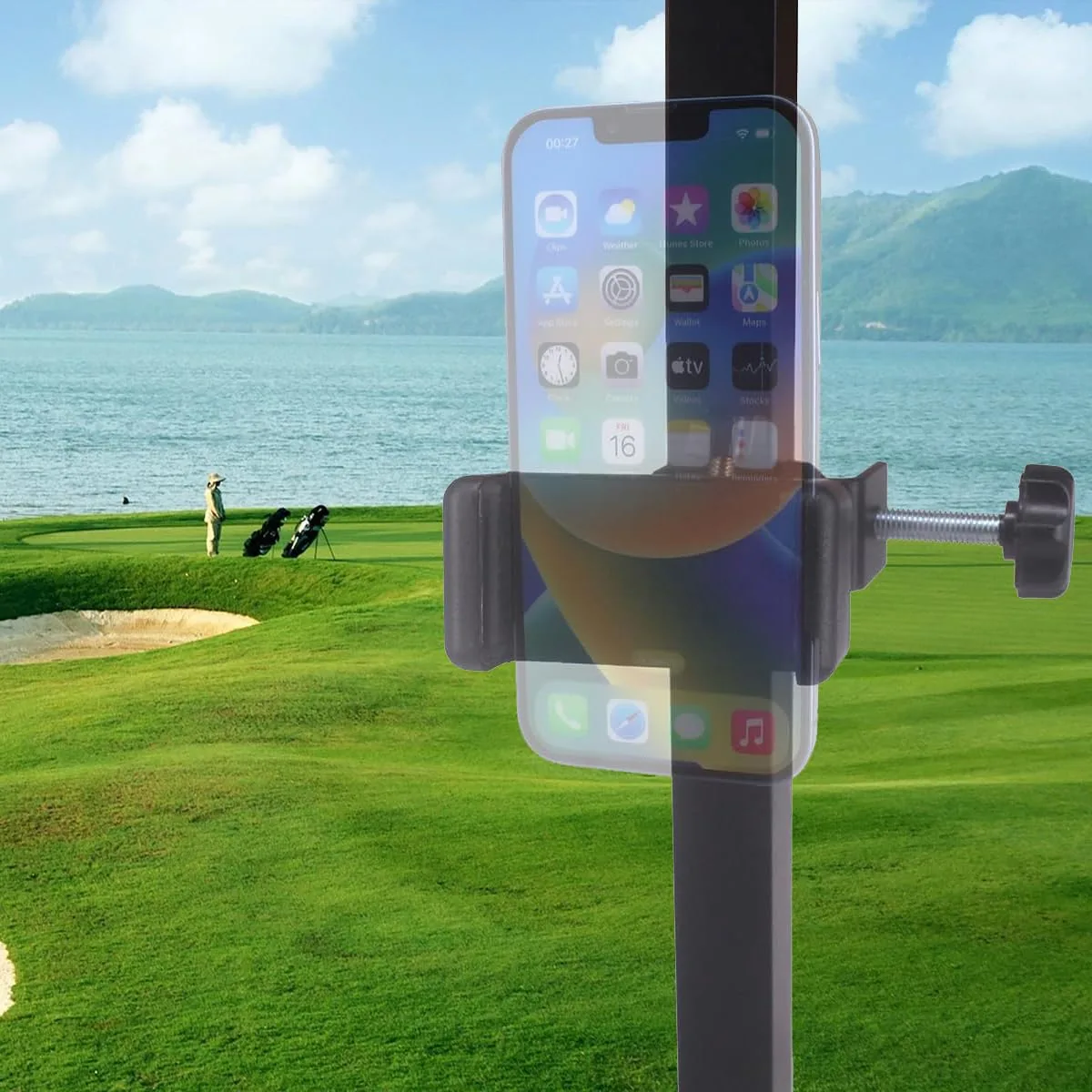 HKOO 360-Degree Golf Cart Phone Holder Mount
