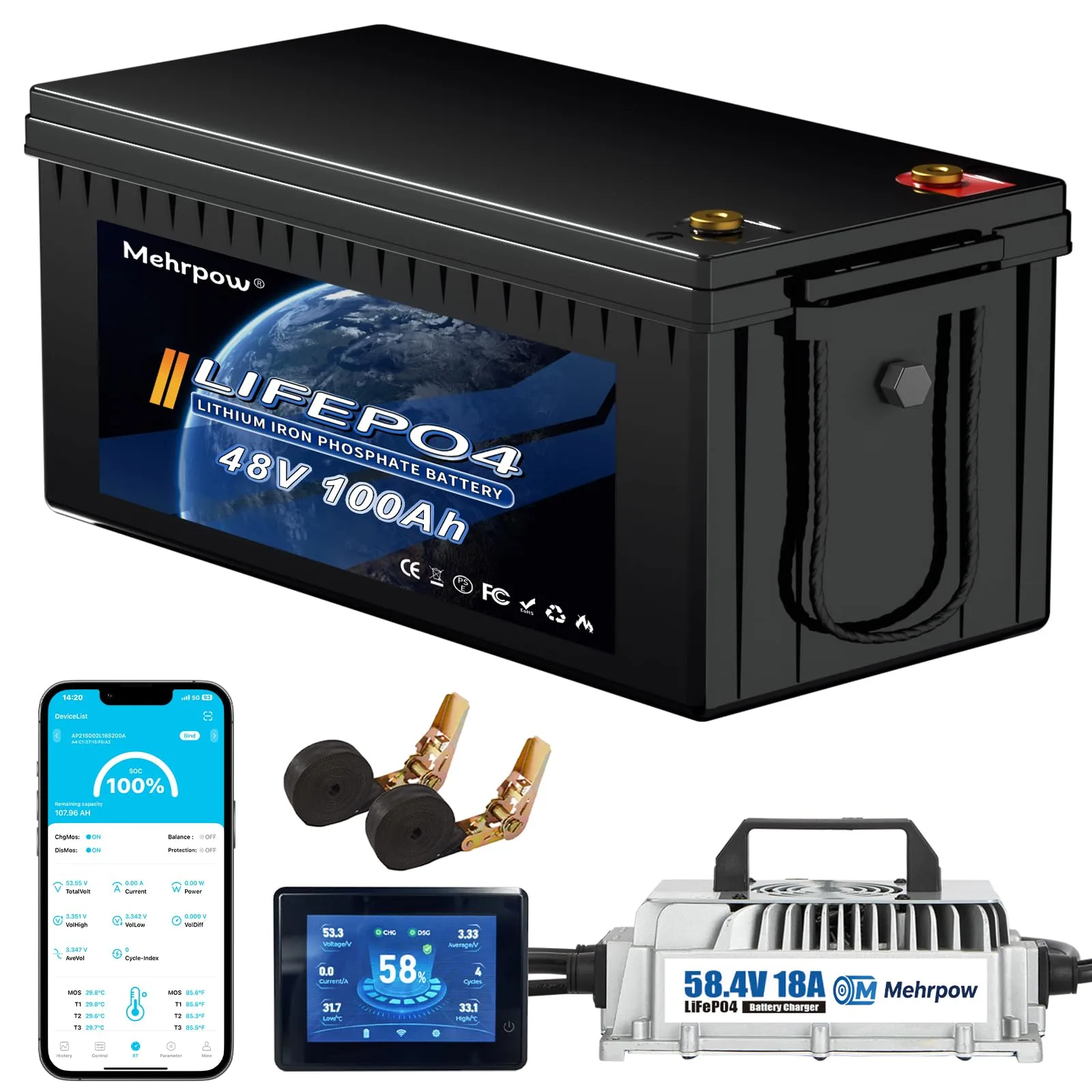 Mehrpow 48V 100Ah Lithium Golf Cart Battery Kit