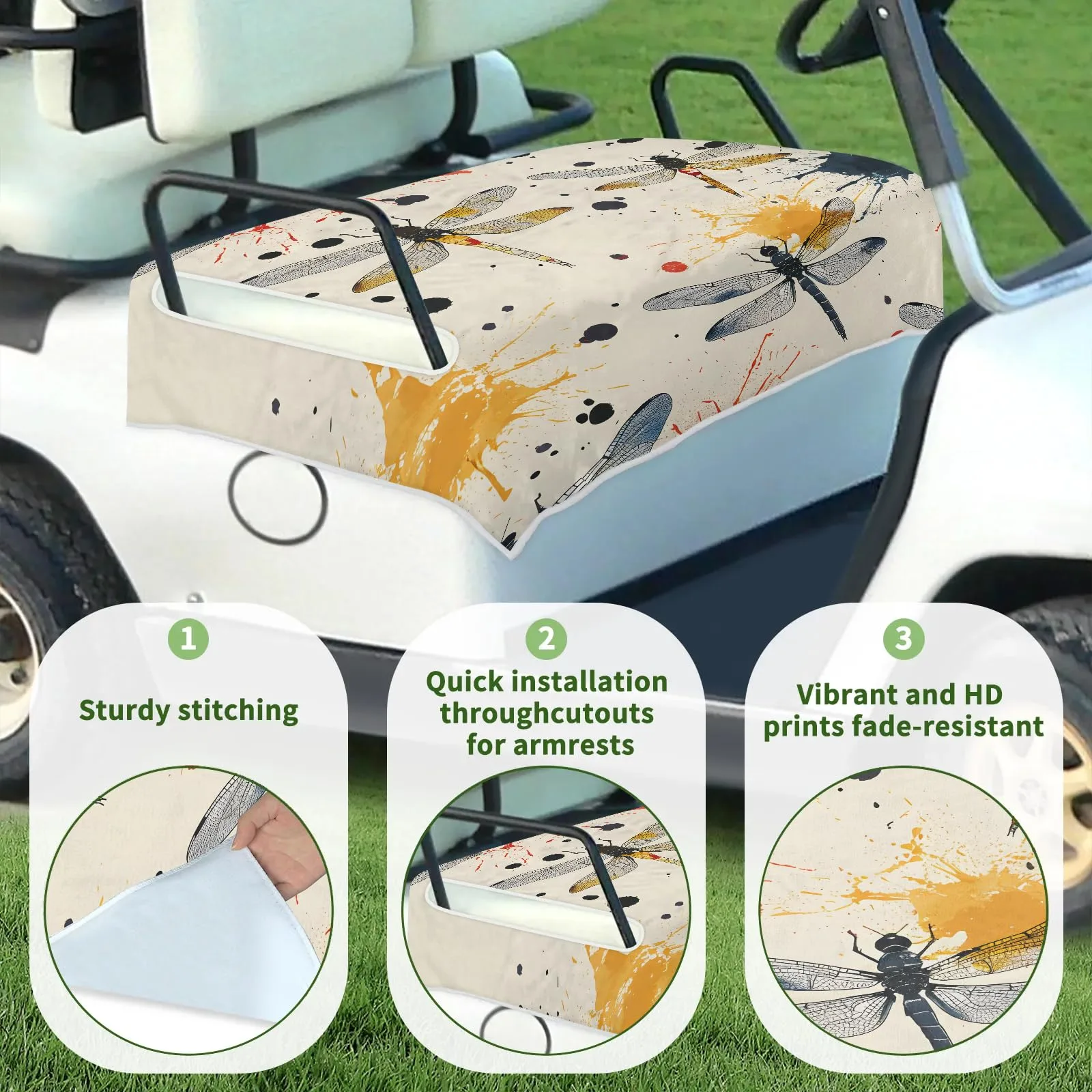 Tiveruda Boho Dragonfly Universal Golf Cart Seat Cover — 51 x 31 in image 3