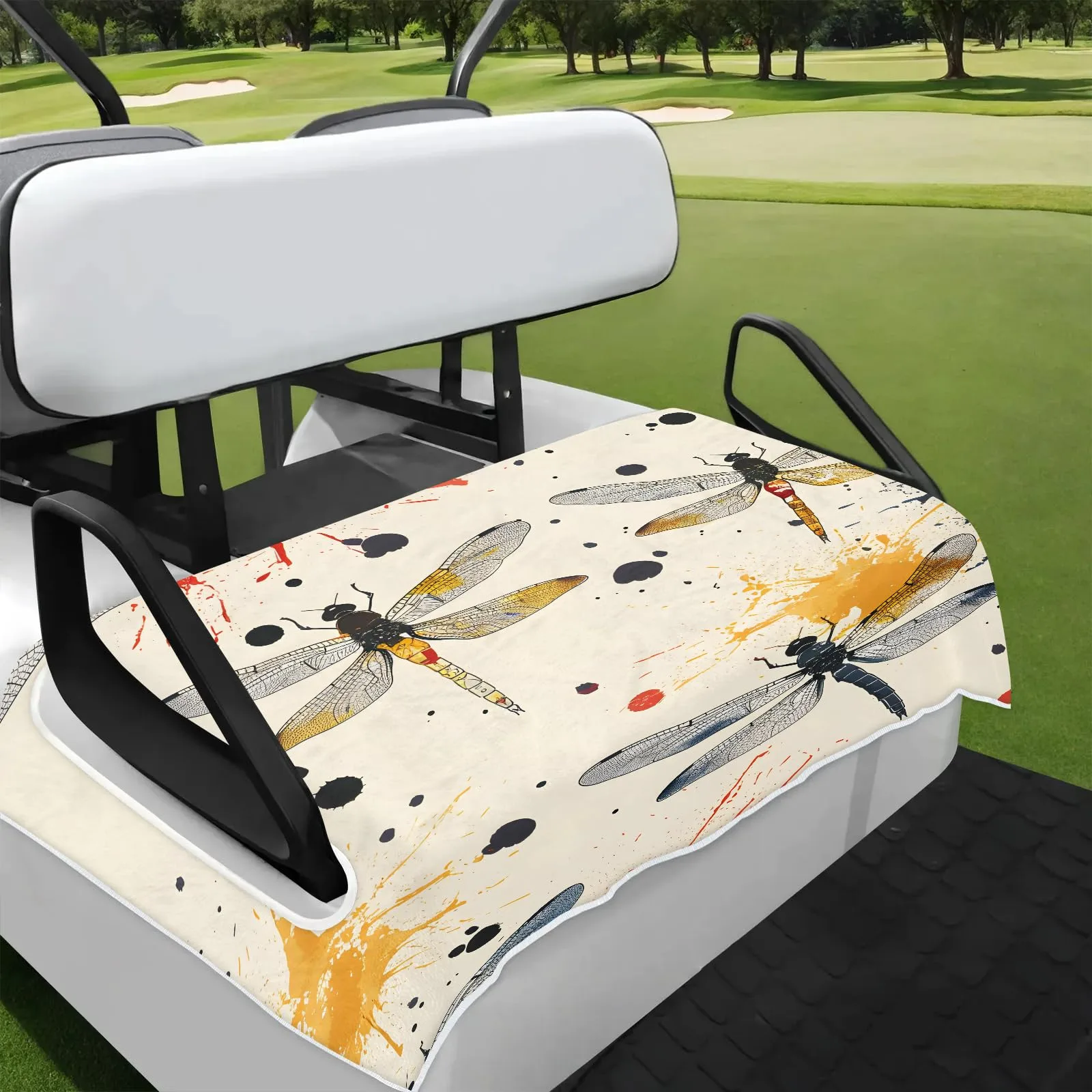 Tiveruda Boho Dragonfly Universal Golf Cart Seat Cover — 51 x 31 in