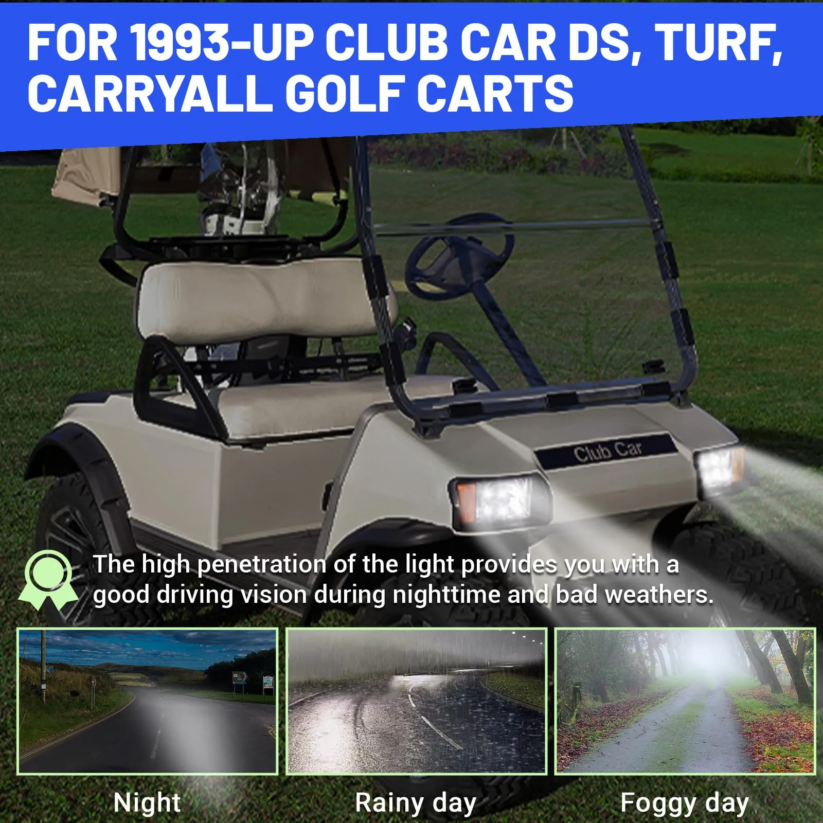 FIXHAWK Club Car DS LED Headlight & Tail Light Kit image 3