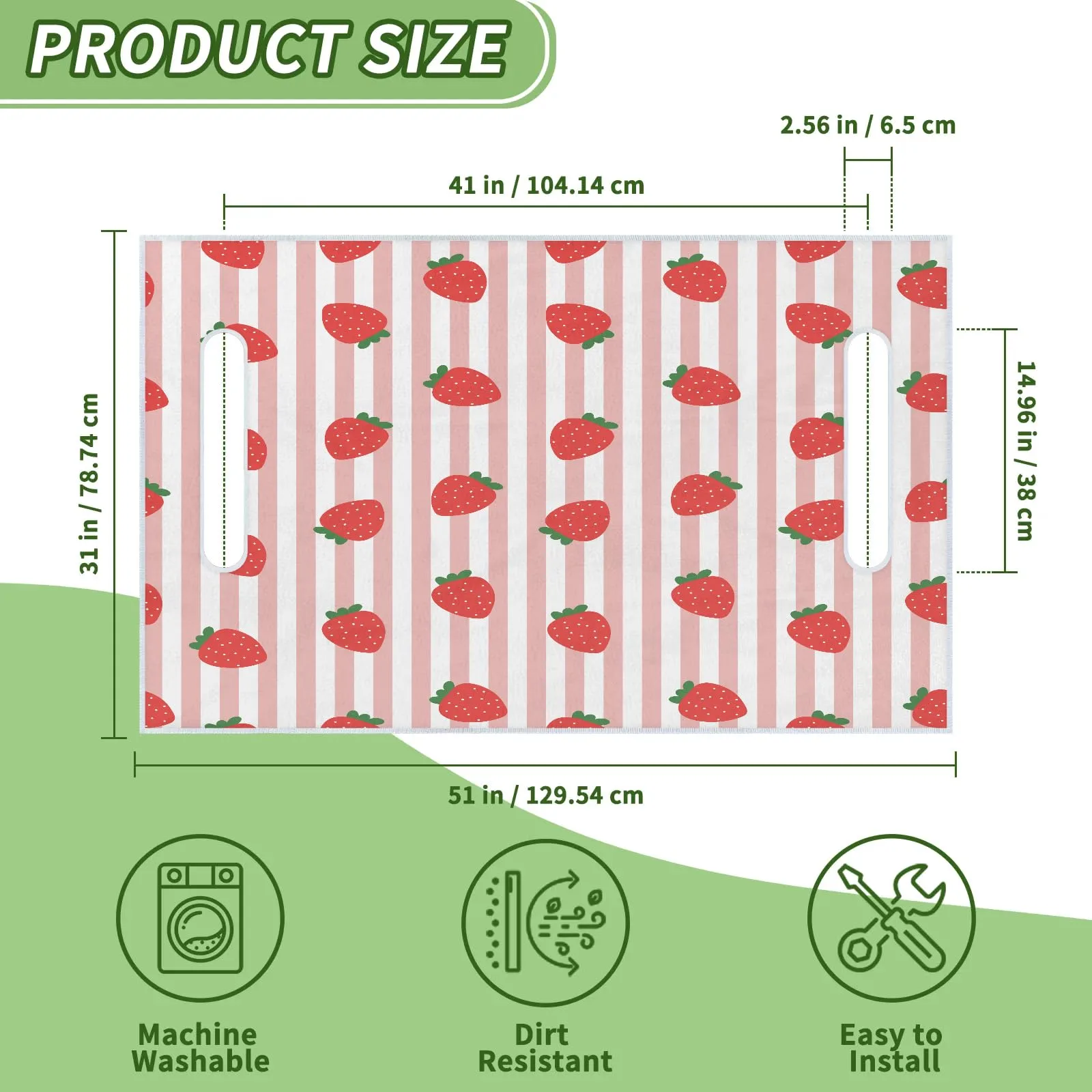 Tiveruda Strawberry Strip Golf Cart Seat Cover 51 x 31 in image 2
