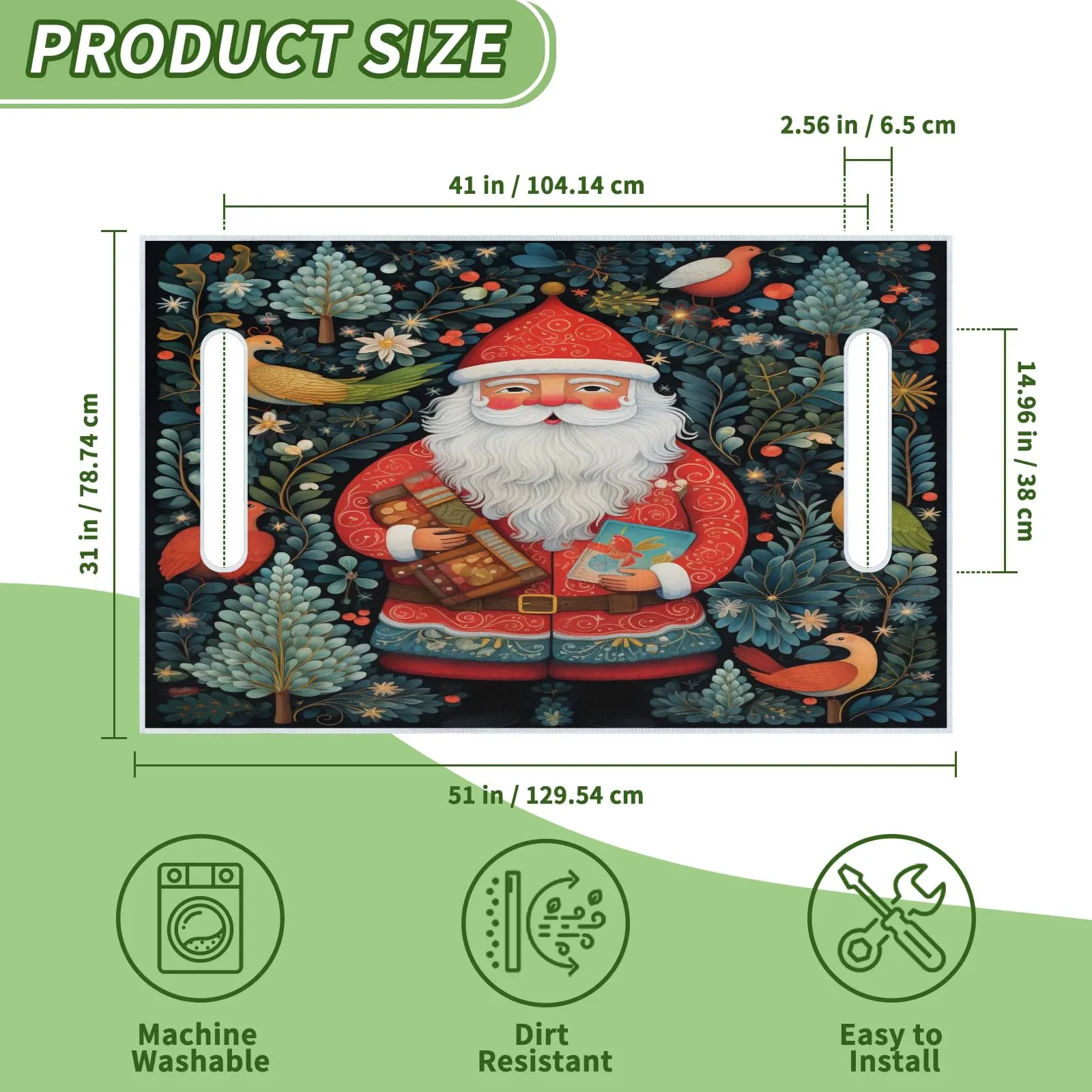 Tiveruda Christmas Retro Santa Golf Cart Seat Cover 51" x 31" image 2