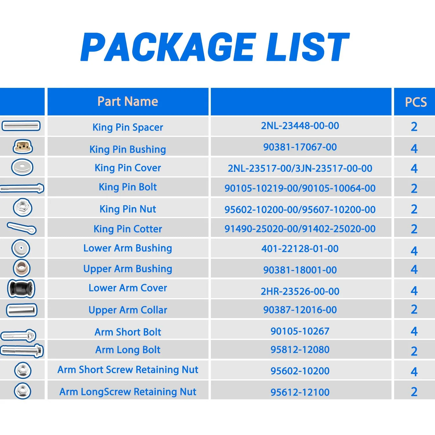 FIXHAWK Yamaha G22 G29 Front King Pin Bushing Kit image 4