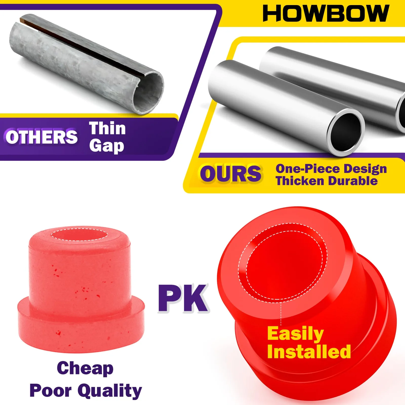 HOWBOW Leaf Spring Bushing Kit for E-Z-GO TXT & Club Car DS — 106-006-06-1024 image 3
