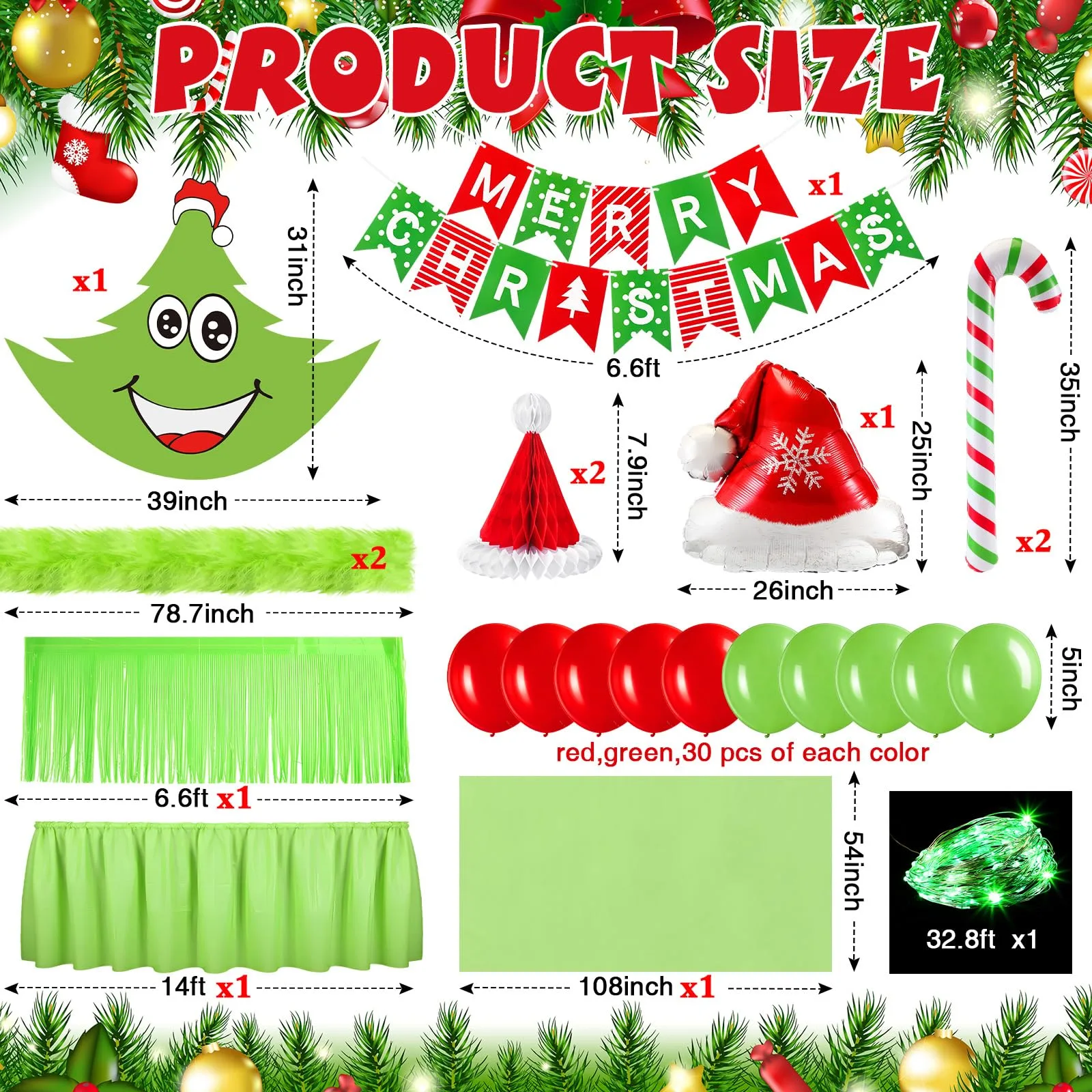 Soulchen 73-Piece Christmas Golf Cart Decorations Kit image 2
