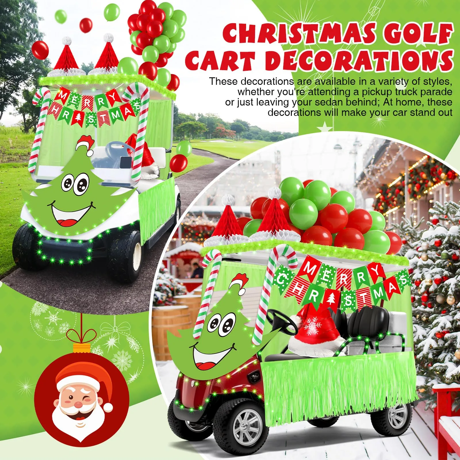 Soulchen 73-Piece Christmas Golf Cart Decorations Kit image 4