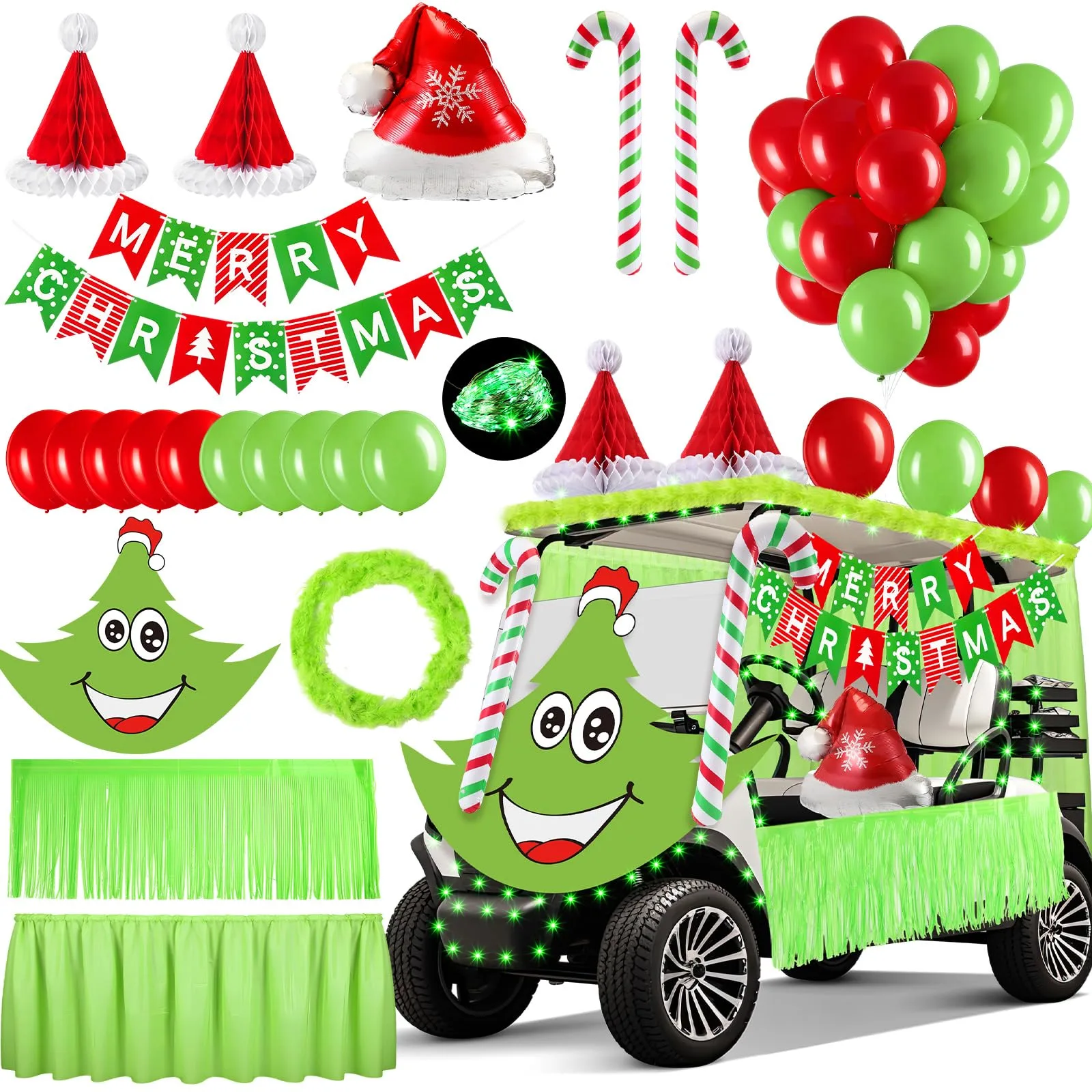 Soulchen 73-Piece Christmas Golf Cart Decorations Kit