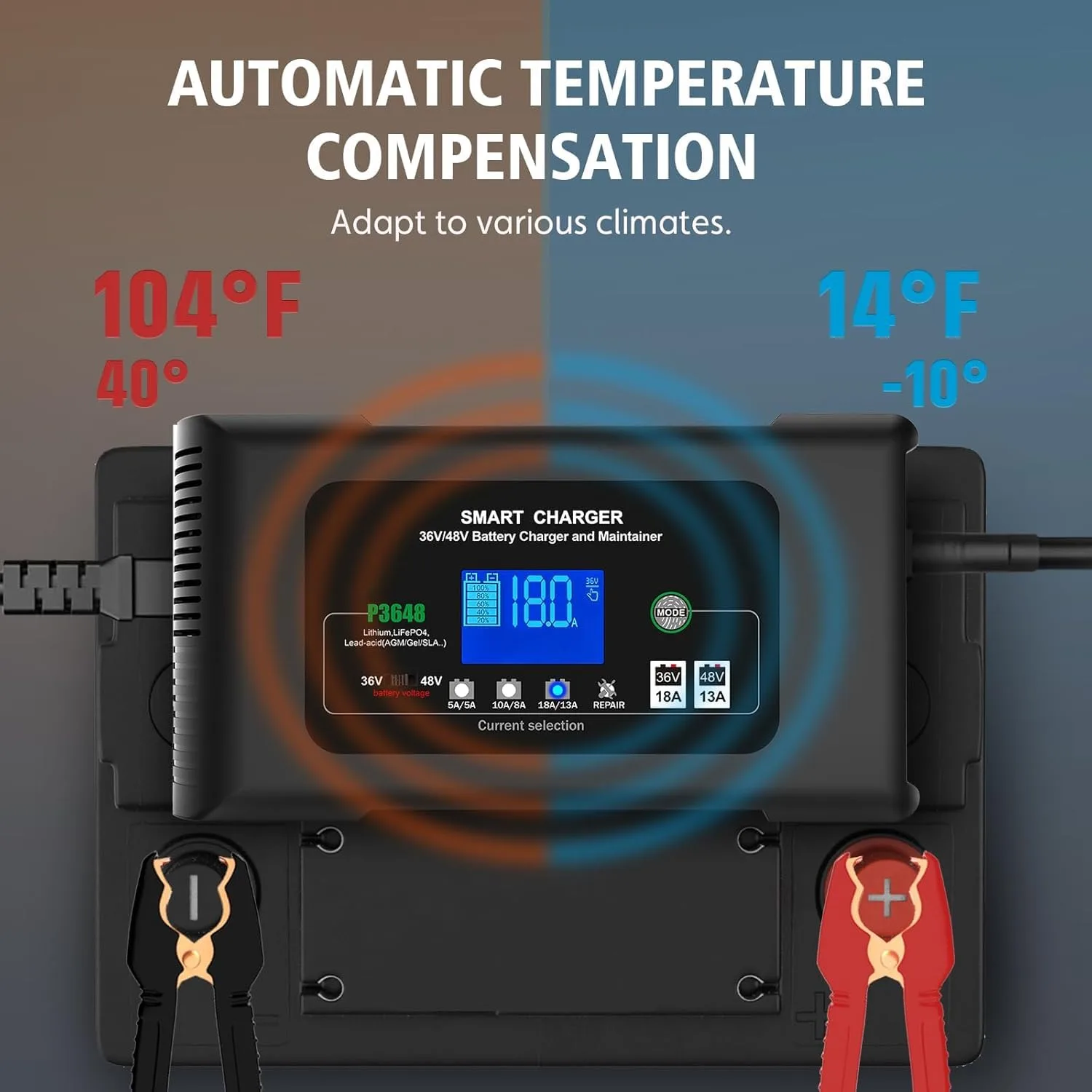 Dght 36V/48V Golf Cart Charger — 36V 18A / 48V 13A with D-Style Plug image 4