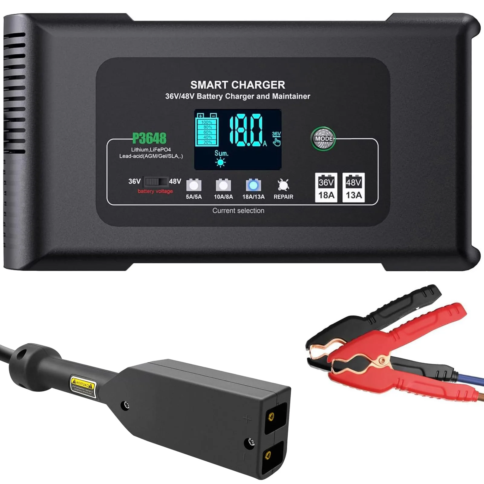 Dght 36V/48V Golf Cart Charger — 36V 18A / 48V 13A with D-Style Plug