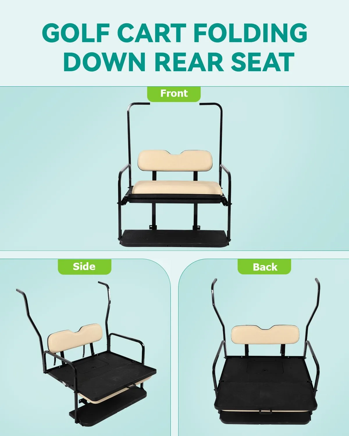 ILVGOLF Club Car DS Rear Flip Bench Seat, Wheat image 3