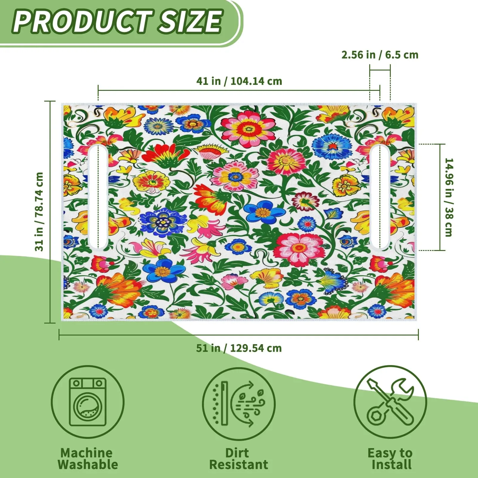 Tiveruda Mexican Flower Golf Cart Seat Cover, 51 x 31 in image 2