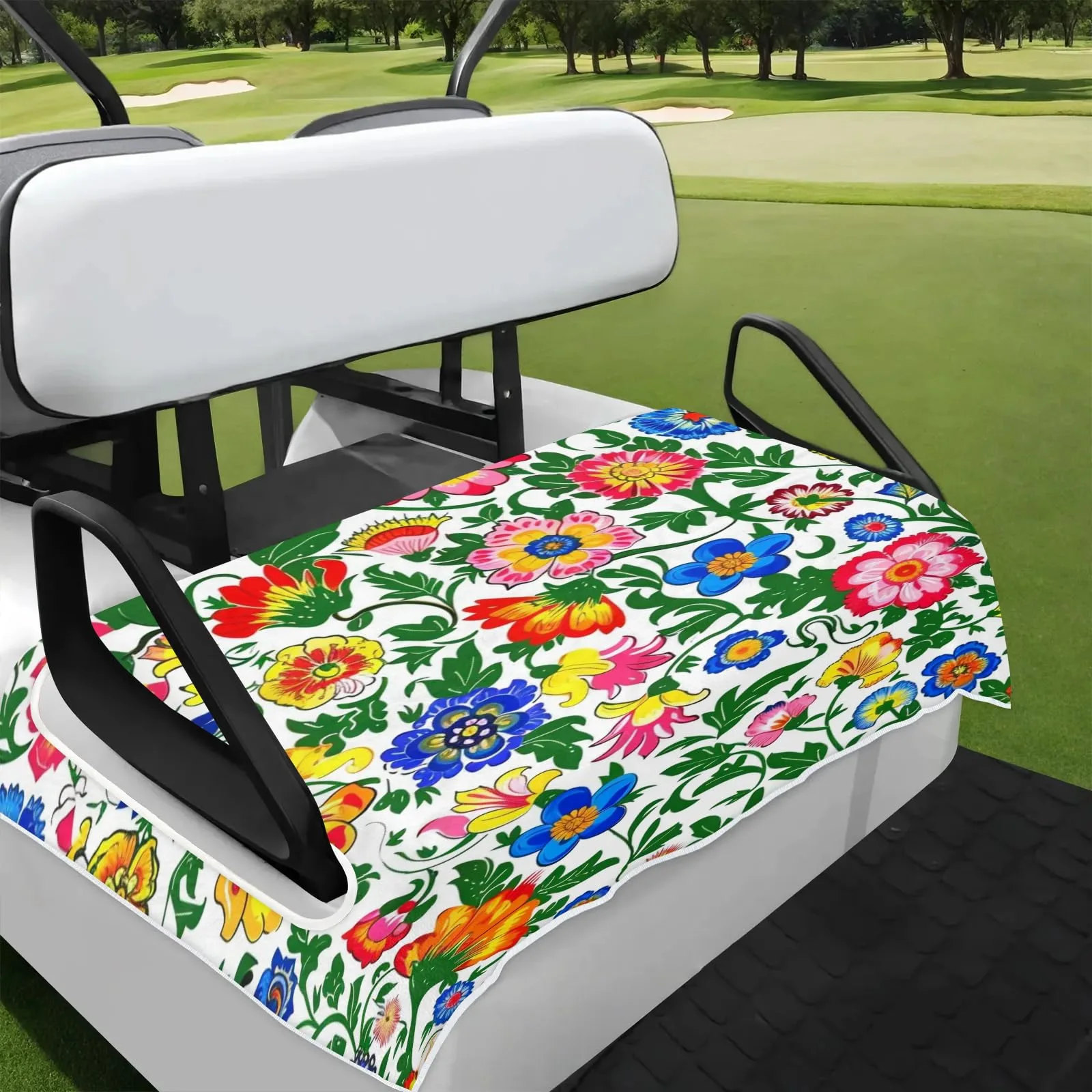 Tiveruda Mexican Flower Golf Cart Seat Cover, 51 x 31 in
