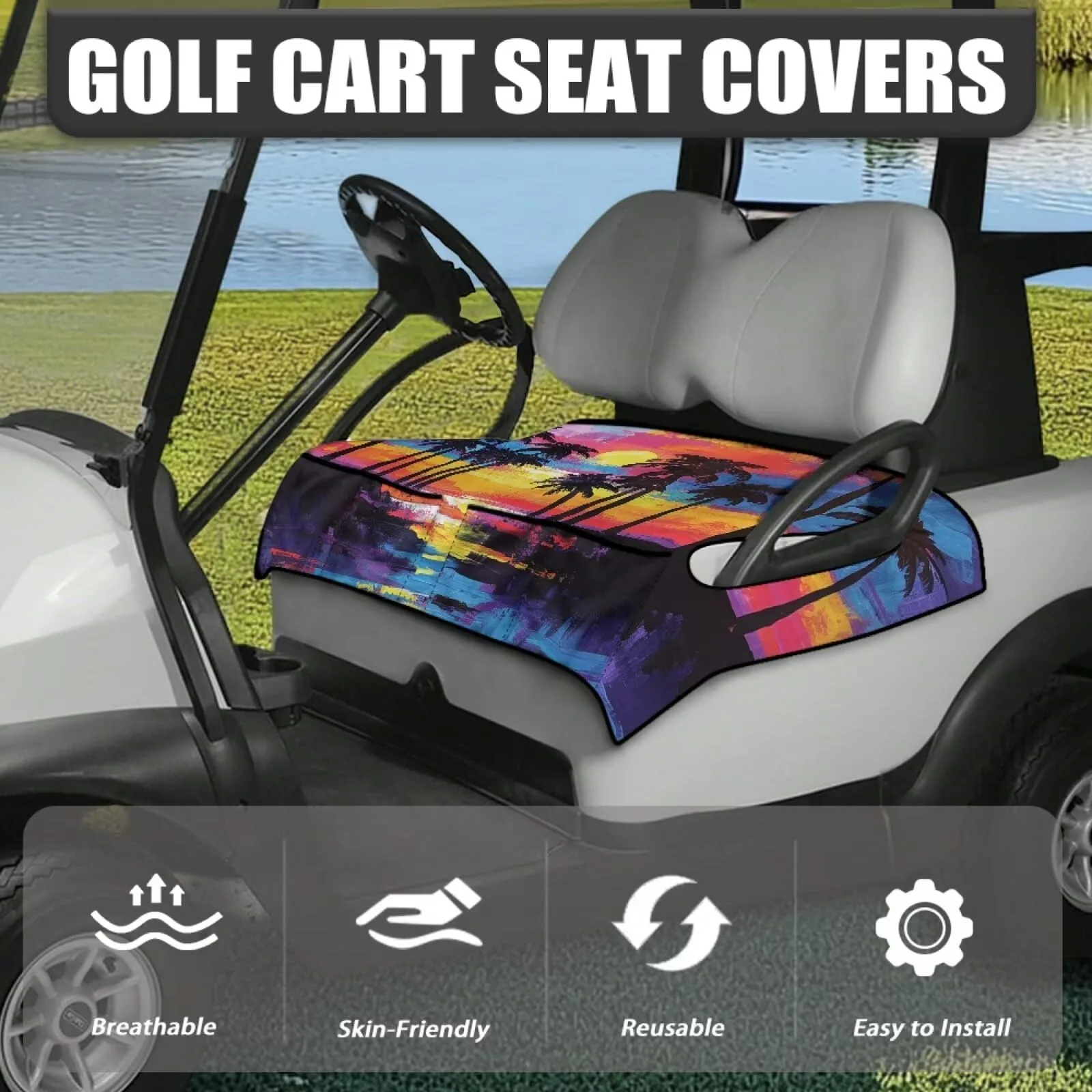 Knextrepoy Golf Cart Seat Cover with 4 Pockets image 2