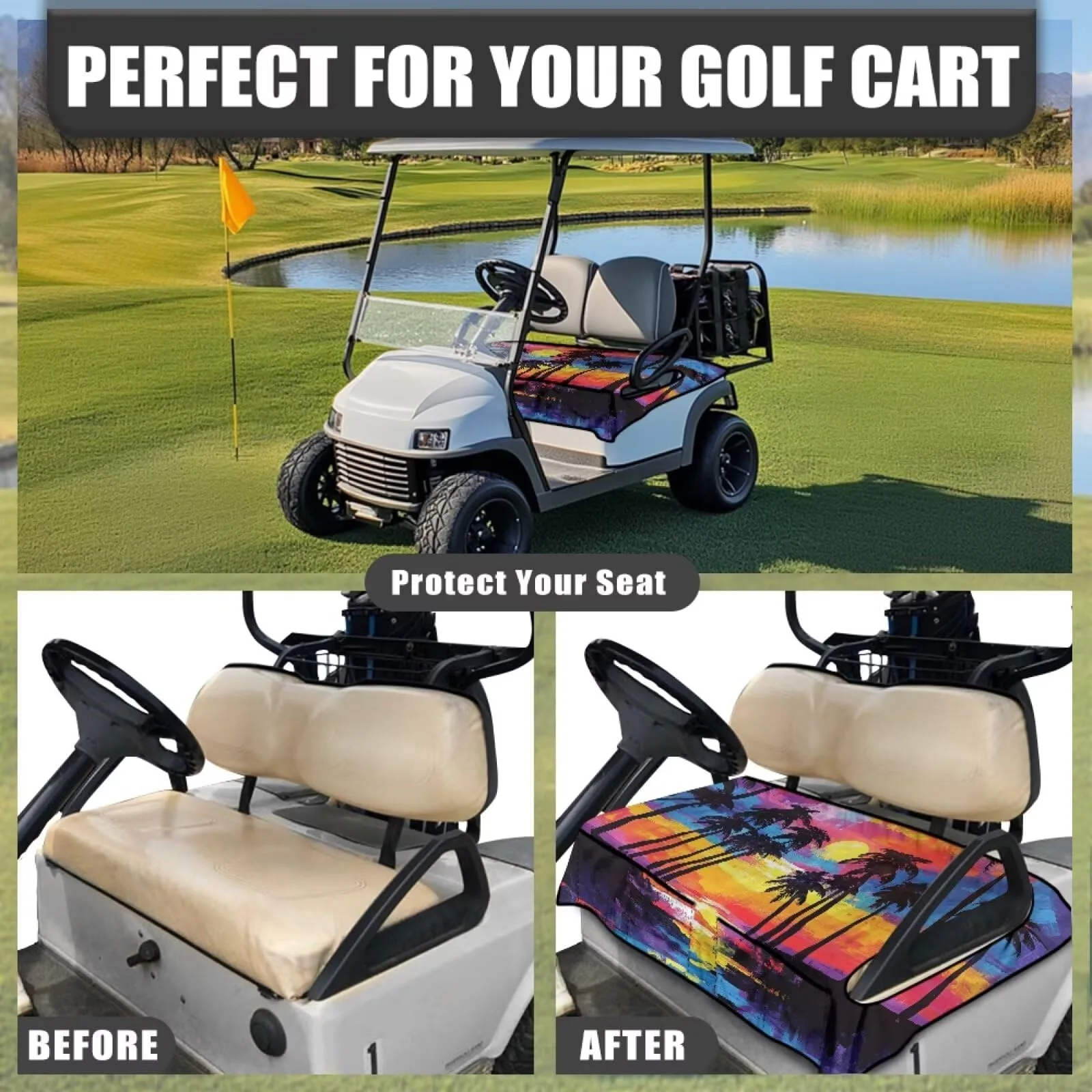 Knextrepoy Golf Cart Seat Cover with 4 Pockets image 3