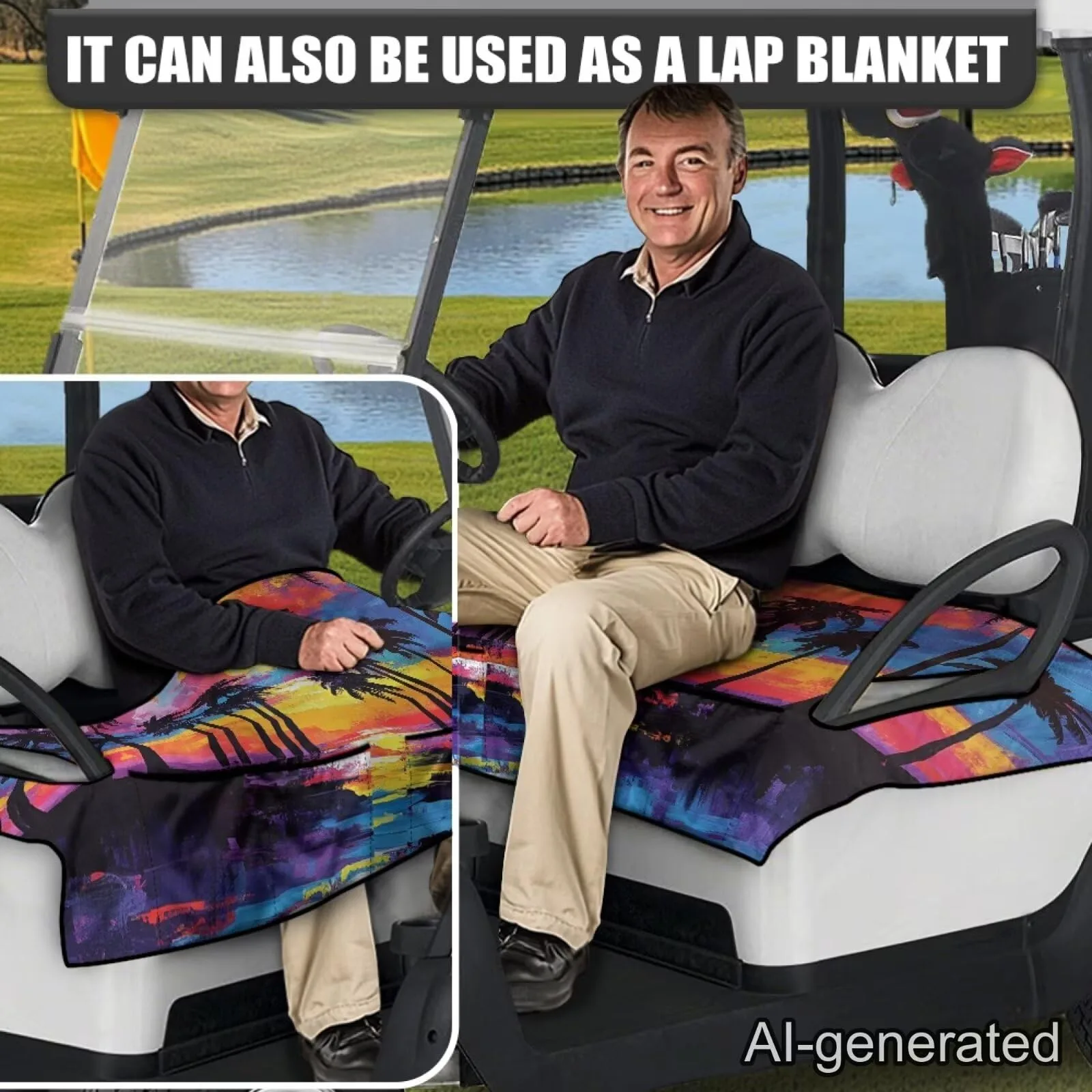 Knextrepoy Golf Cart Seat Cover with 4 Pockets image 4