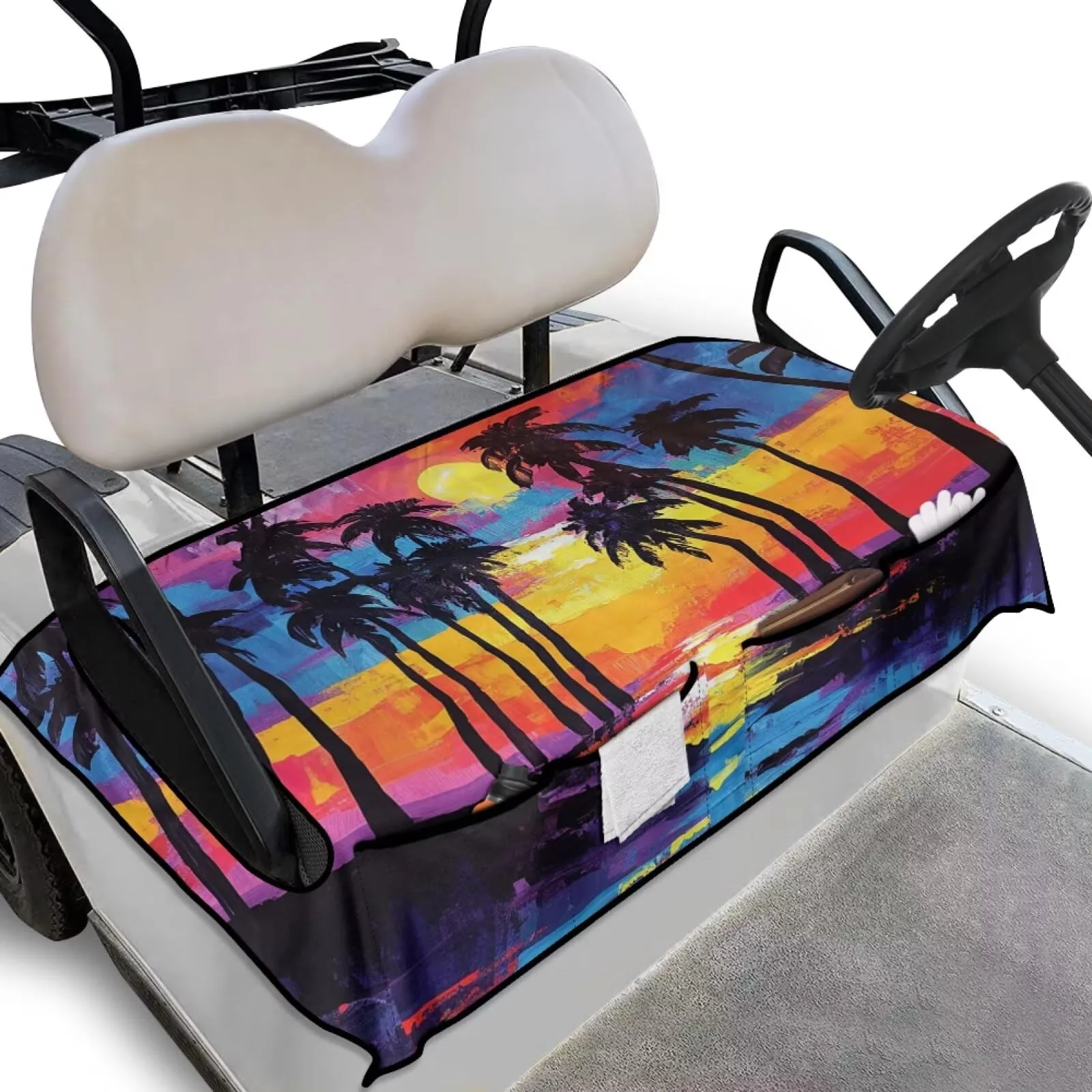 Knextrepoy Golf Cart Seat Cover with 4 Pockets
