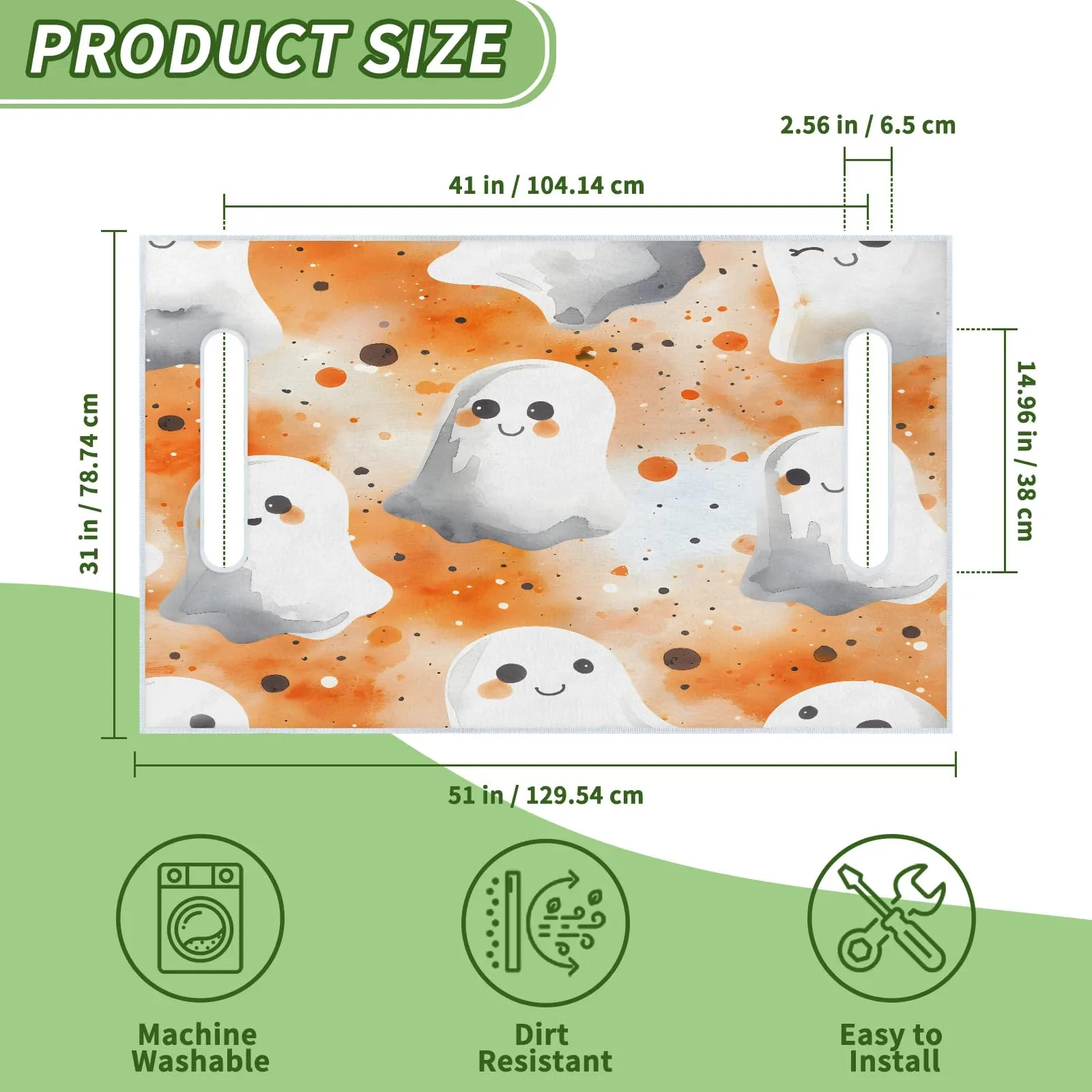 Tiveruda Halloween Ghost Dot 51" x 31" Universal Golf Cart Seat Cover image 2