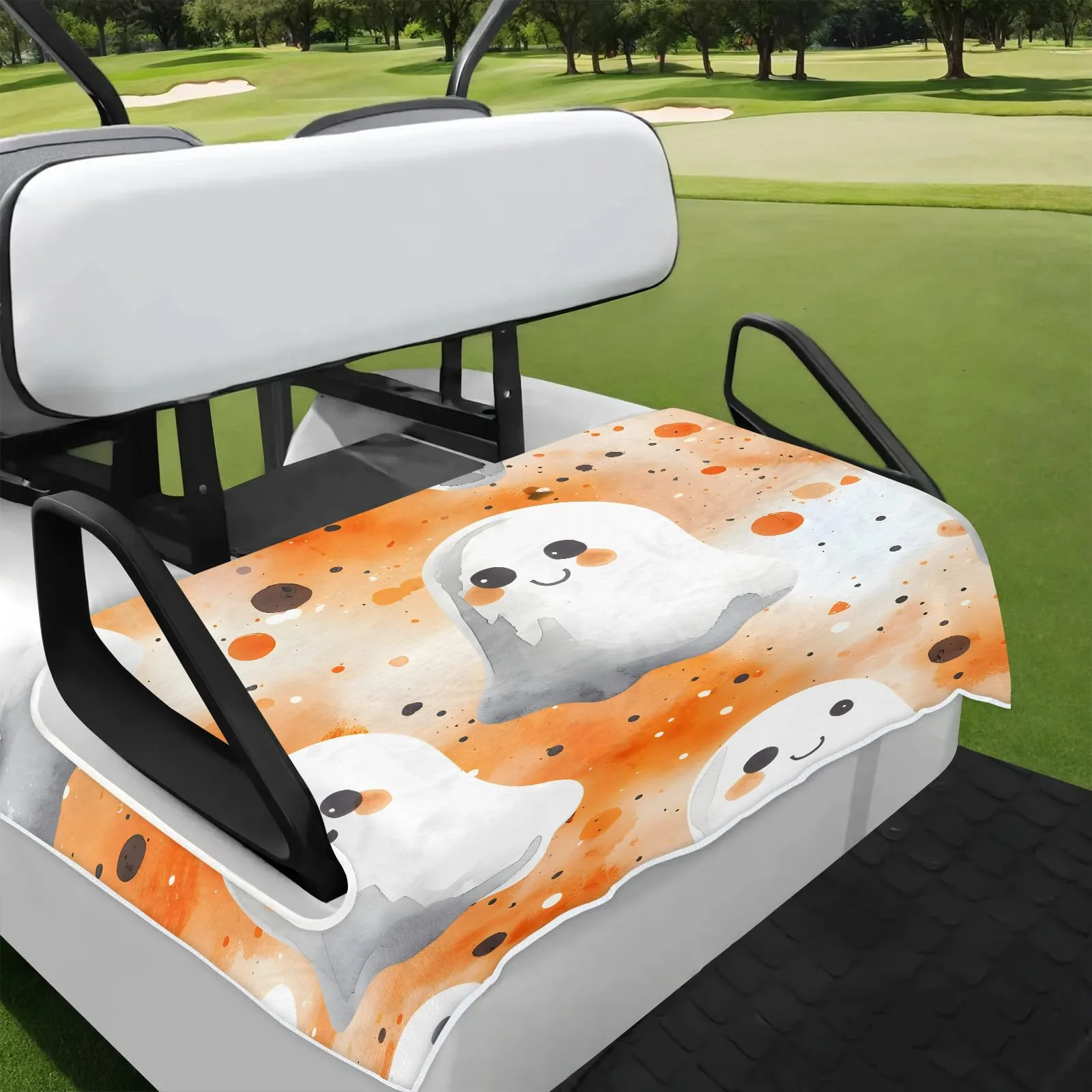 Tiveruda Halloween Ghost Dot 51" x 31" Universal Golf Cart Seat Cover