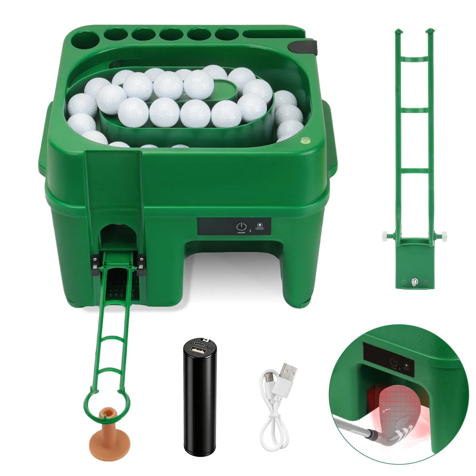 CLUBRALLY Automatic Infrared Golf Ball Dispenser, Green