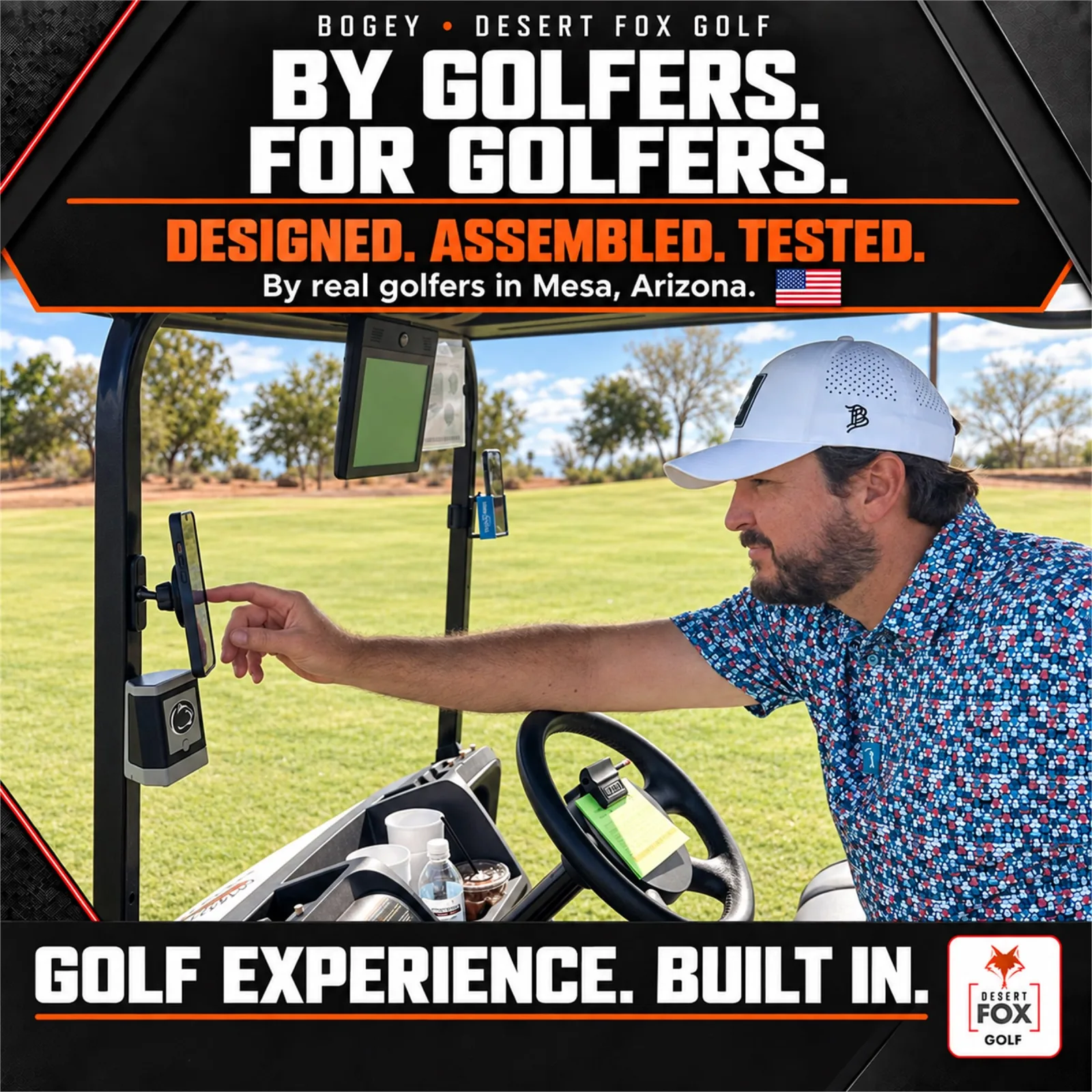 Desert Fox Golf Magnetic Golf Cart Phone Holder image 3