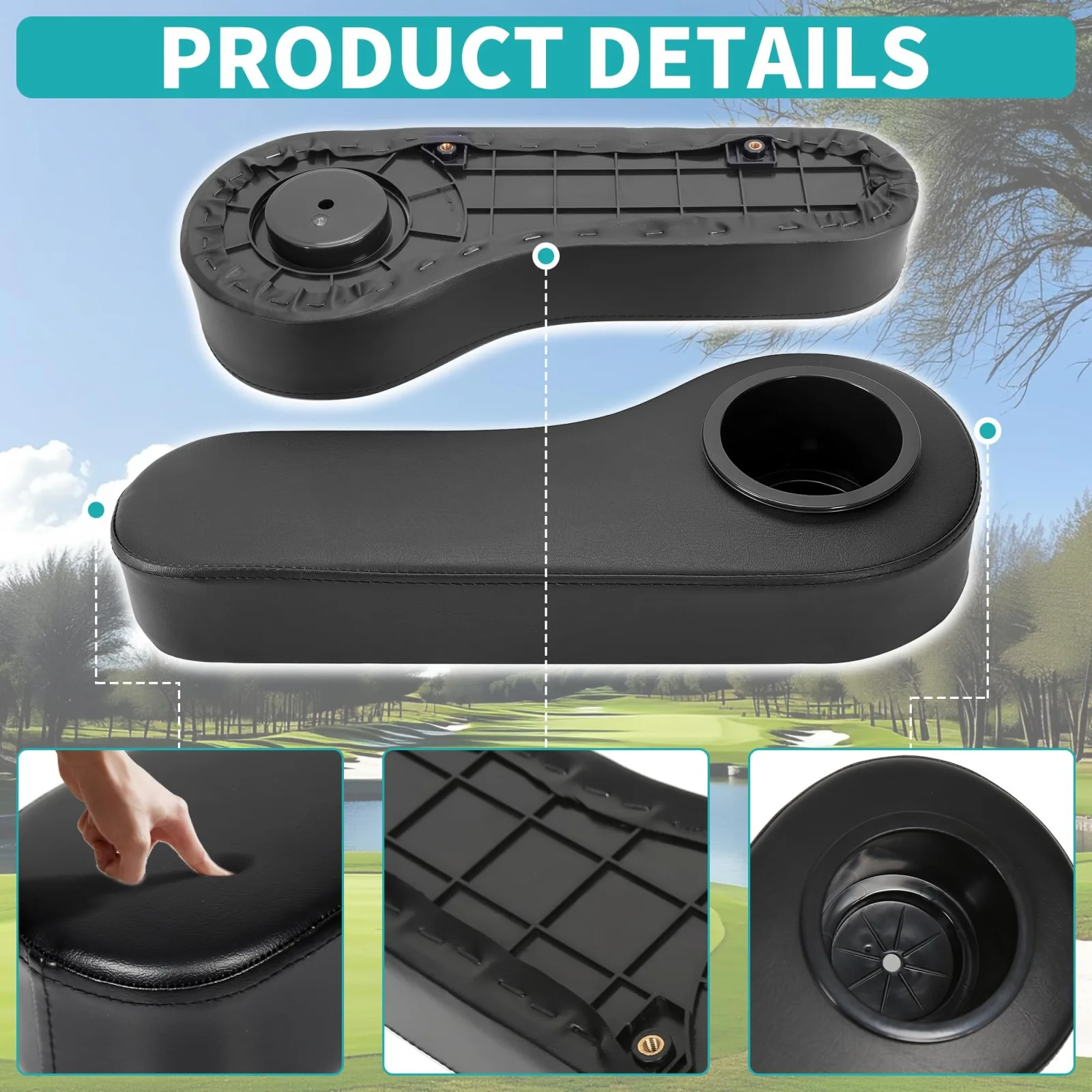 ECOTRIC Golf Cart Rear Seat Arm Rests with Cup Holders image 3