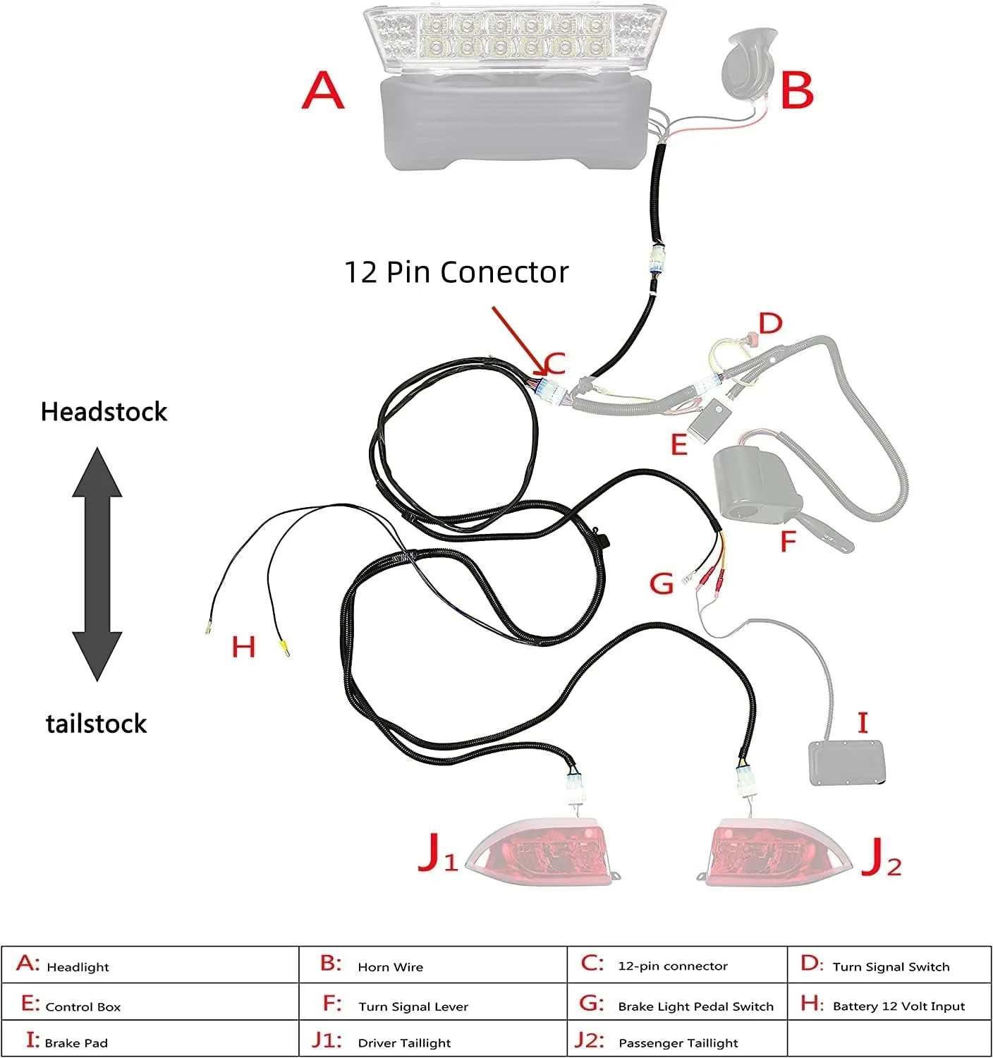 10L0L Light Harness for Club Car Precedent Electric Carts image 2
