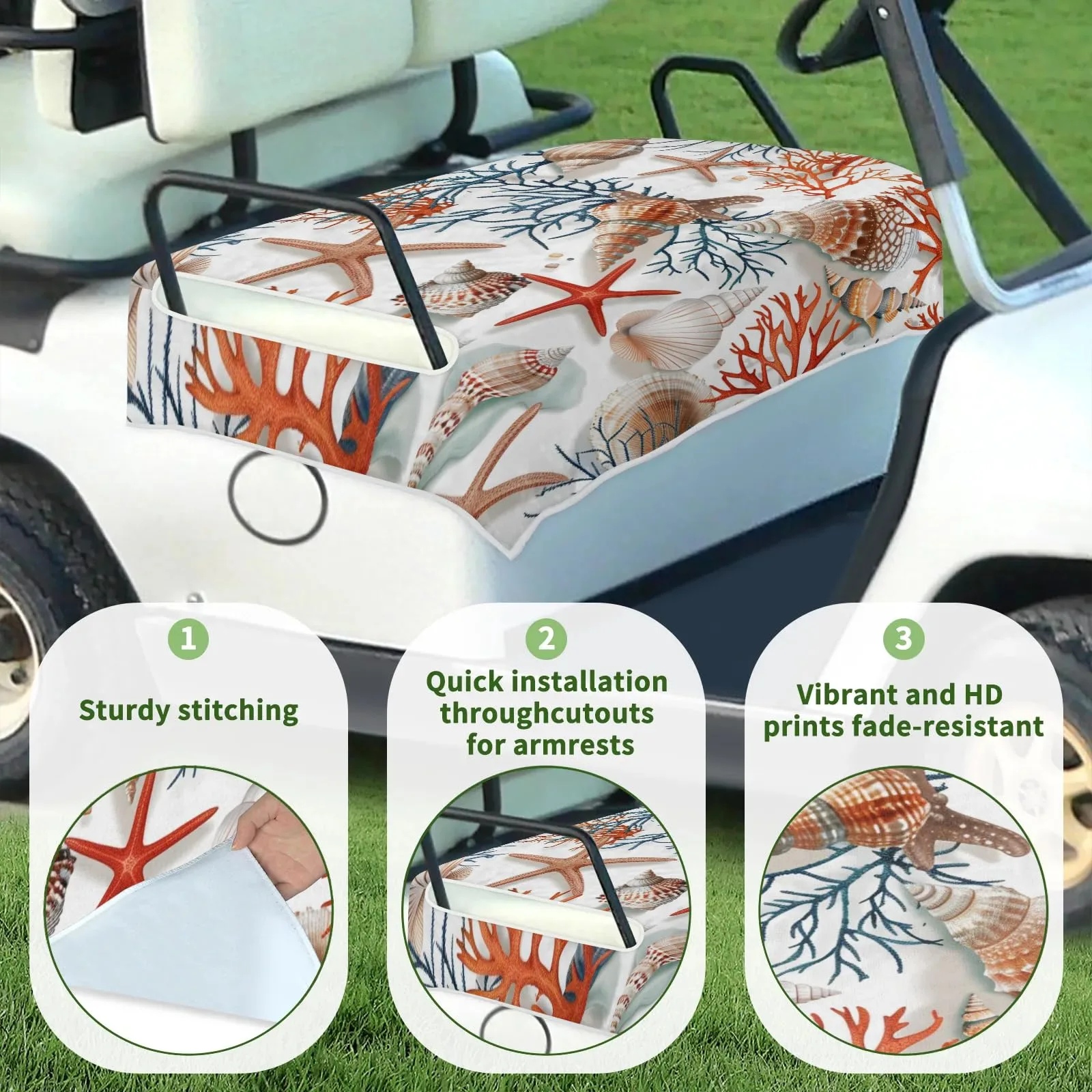 Tiveruda Golf Cart Seat Cover for Double Seats 51 x 31 in image 3