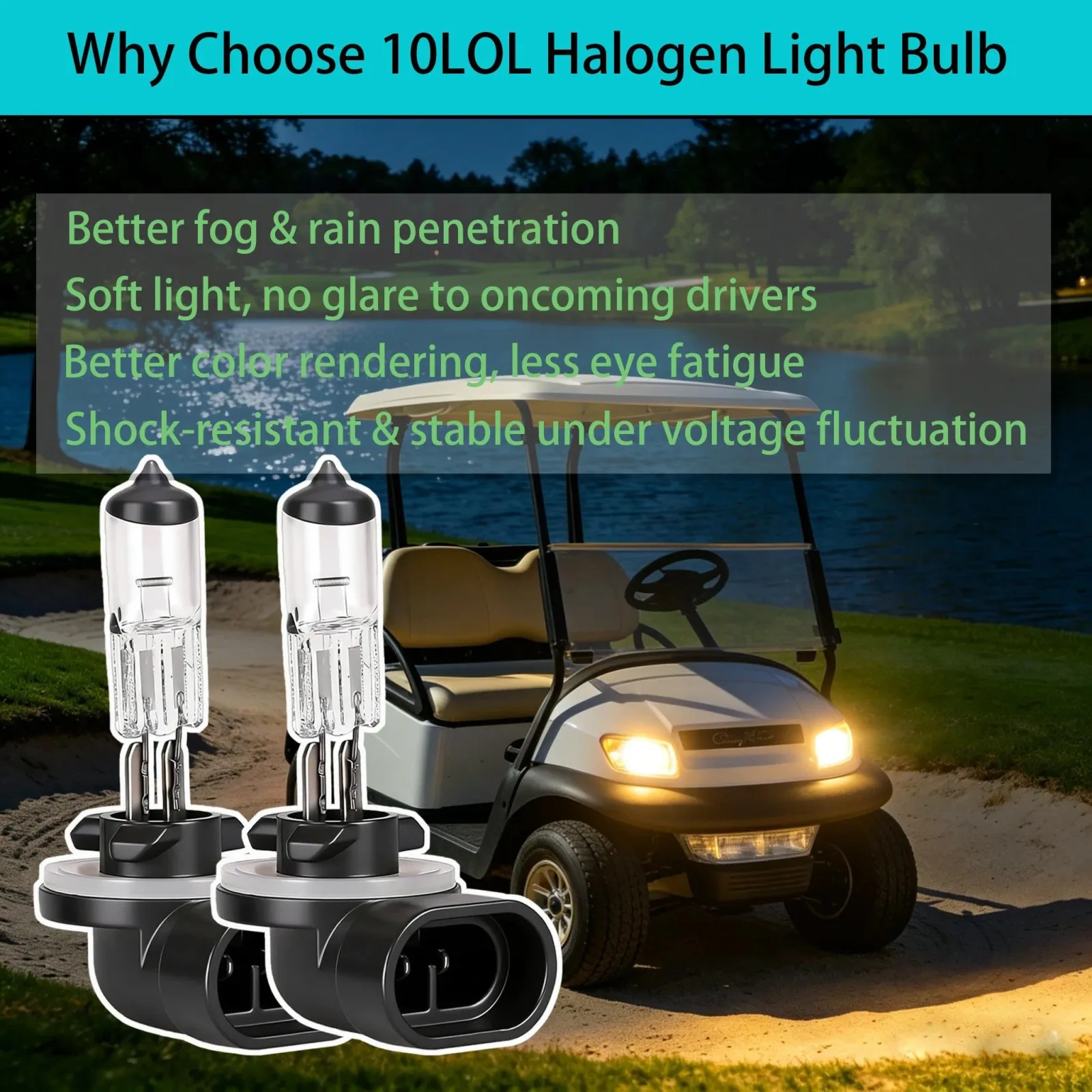10L0L 12V 37W Halogen Golf Cart Headlight Bulbs image 3