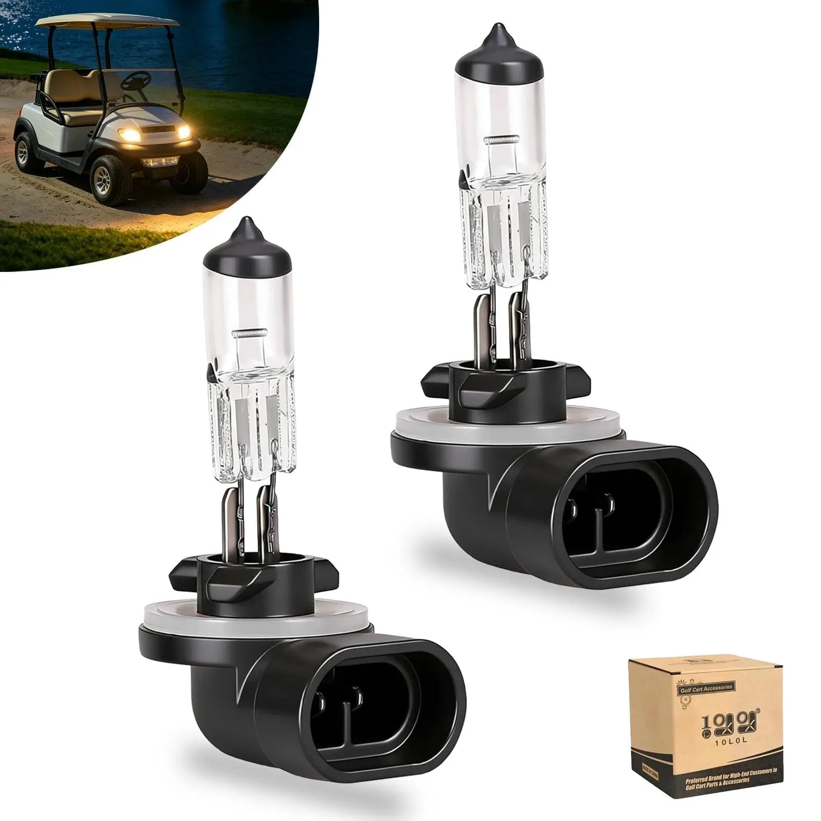 10L0L 12V 37W Halogen Golf Cart Headlight Bulbs