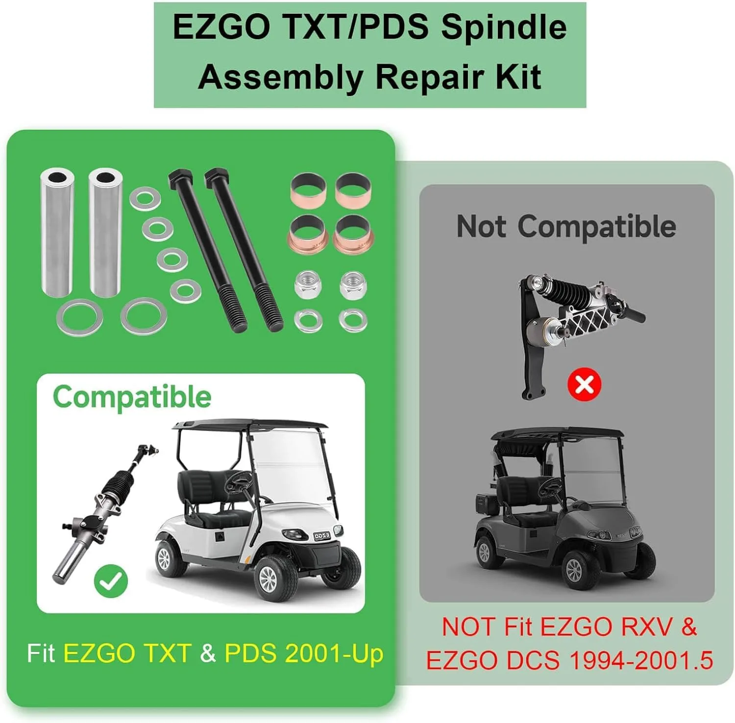 LEAPGOMAX Spindle Bushing Kit for E-Z-GO TXT/PDS image 2