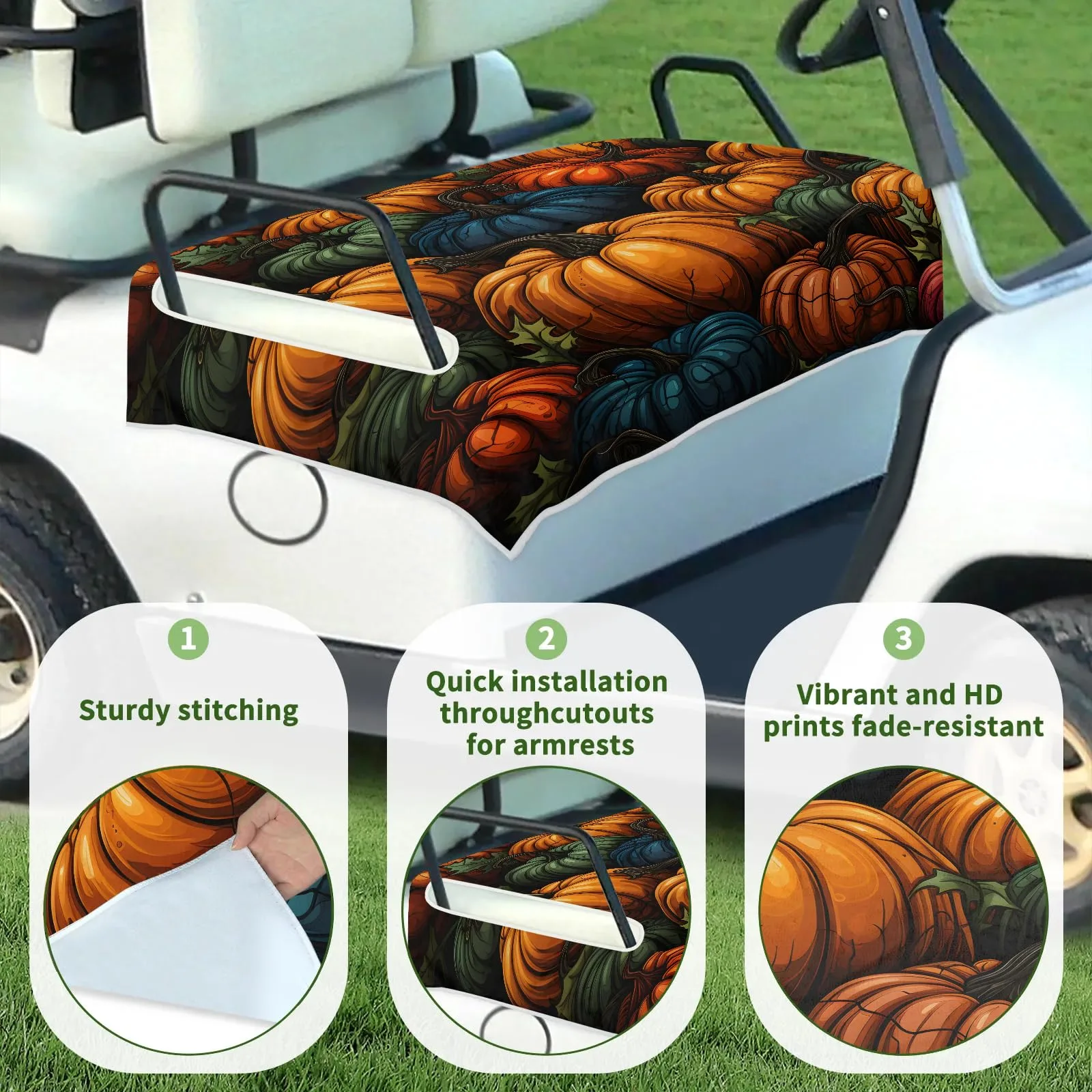 Tiveruda Halloween Pumpkin Golf Cart Seat Cover 51 x 31 in image 3