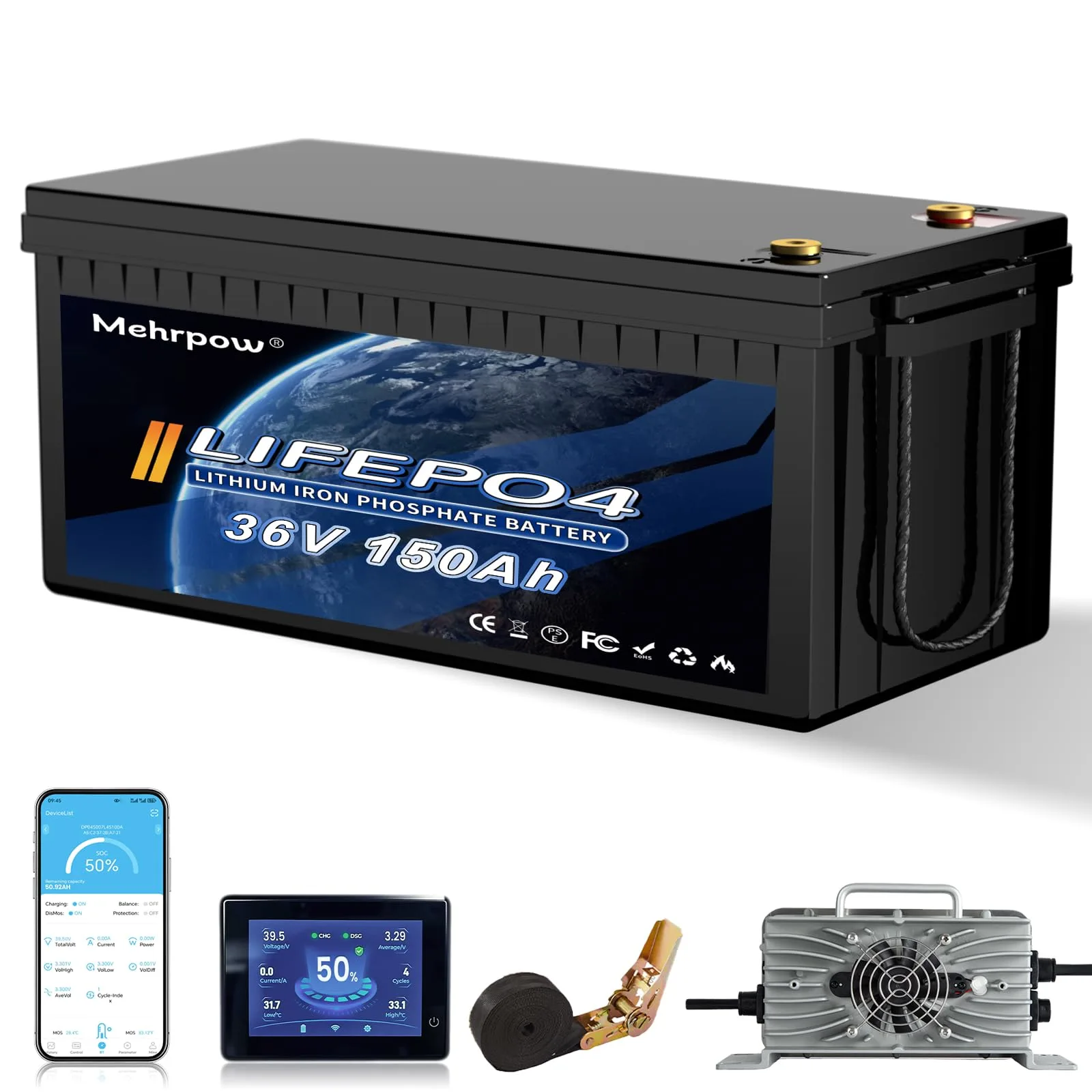 Mehrpow 36V 150Ah LiFePO4 Golf Cart Battery 36ME-1