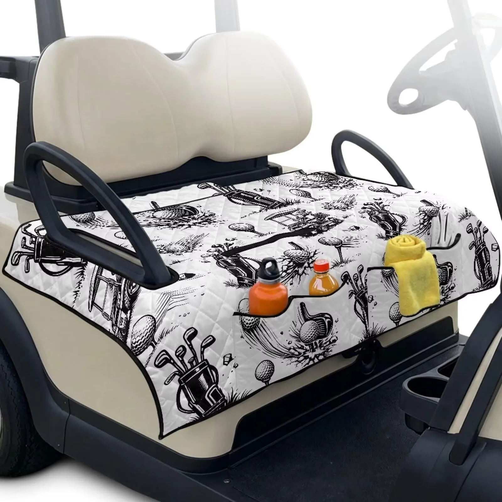 Wanyint Quilted 2-Seater Golf Cart Seat Cover with 4 Pockets — Wy-CZQ44-11-260604-23 image 2