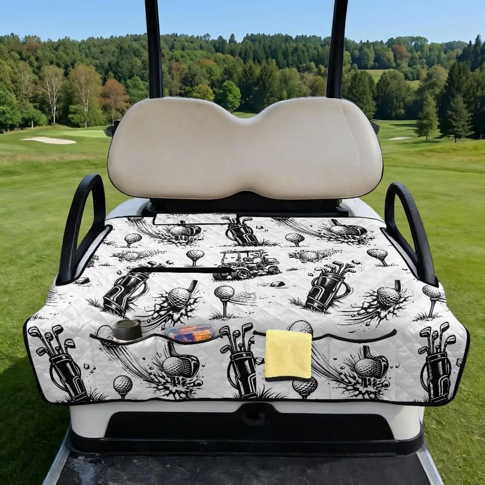 Wanyint Quilted 2-Seater Golf Cart Seat Cover with 4 Pockets — Wy-CZQ44-11-260604-23 image 3