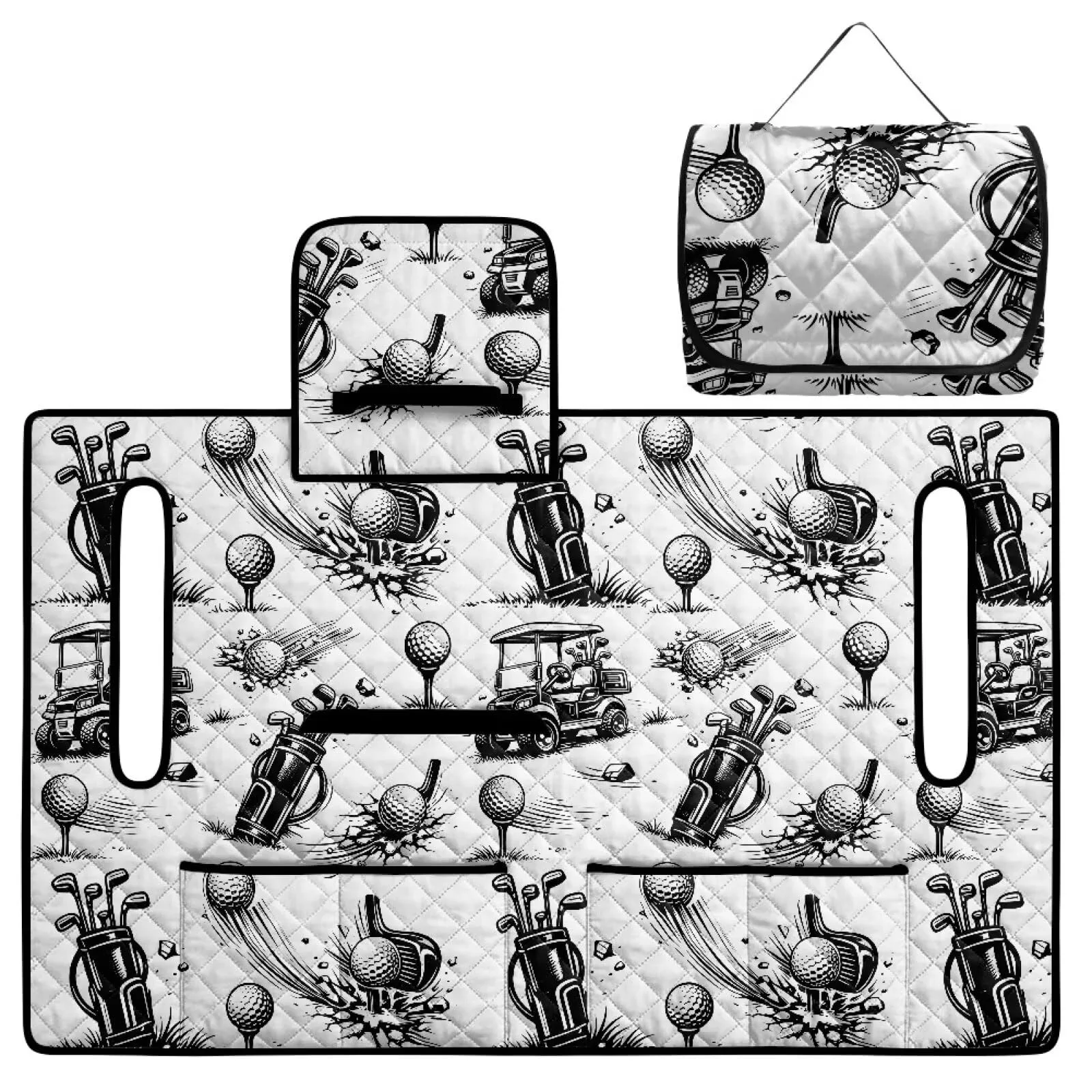 Wanyint Quilted 2-Seater Golf Cart Seat Cover with 4 Pockets — Wy-CZQ44-11-260604-23