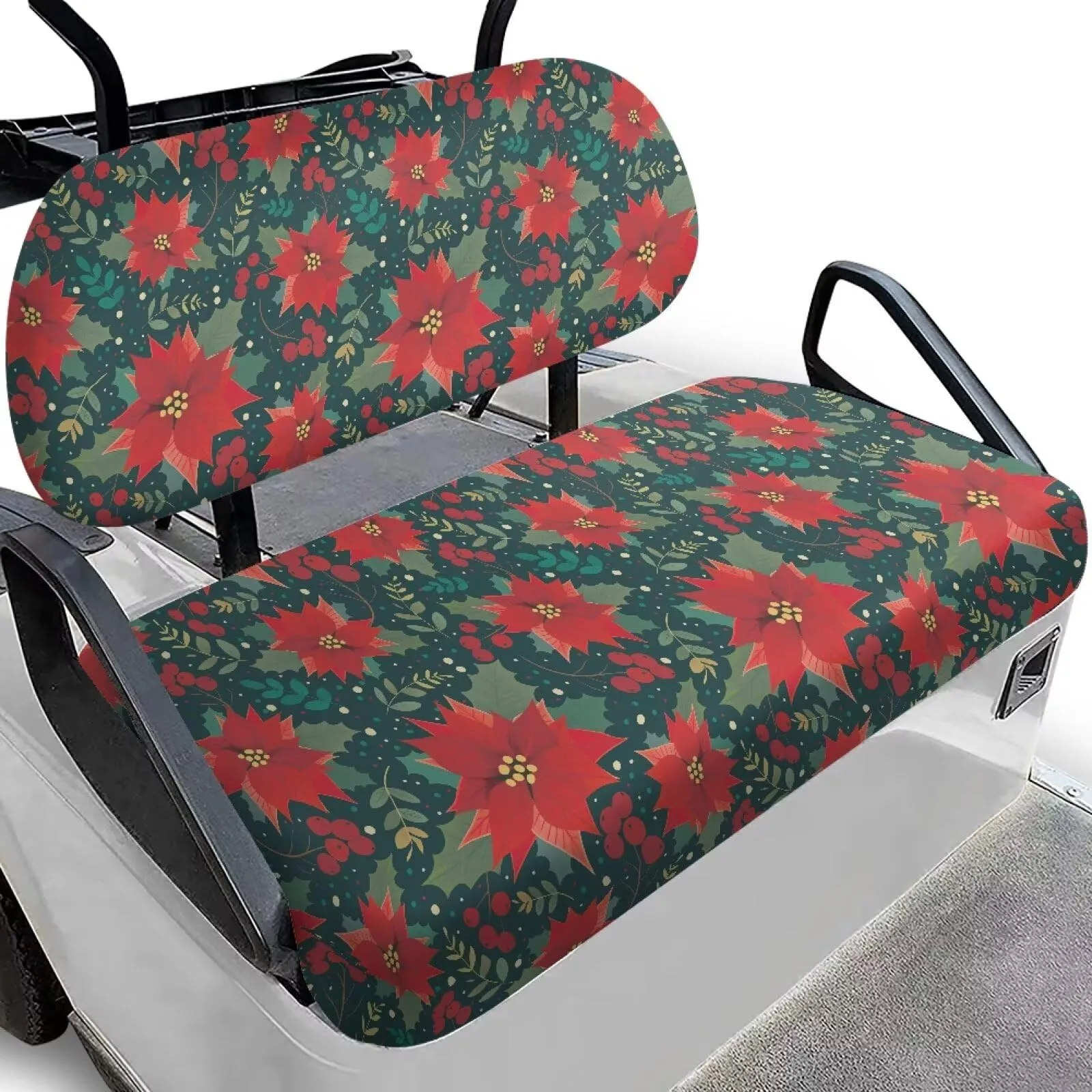 Quidrwyo Christmas Floral Golf Cart Seat Covers