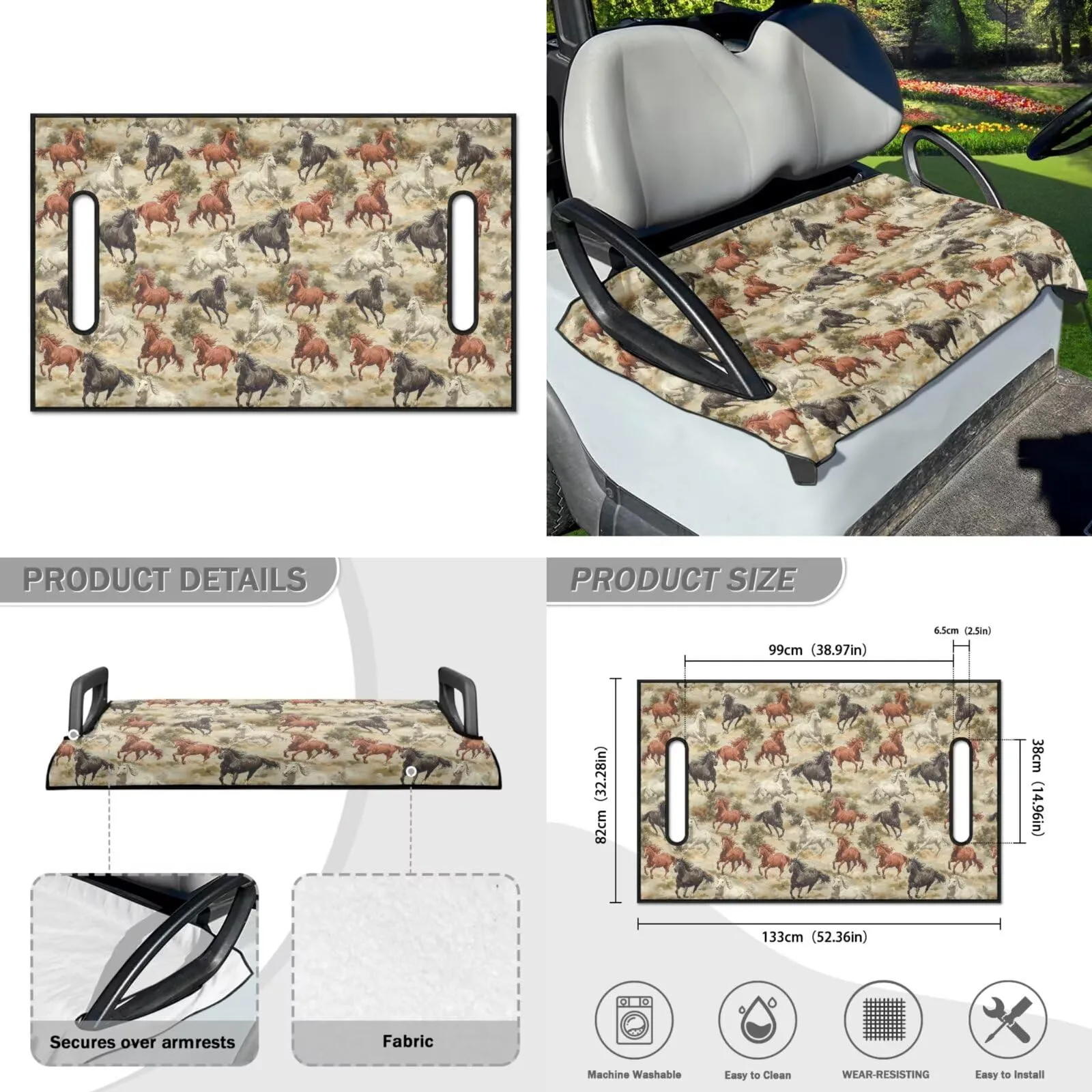 Yewattles Golf Cart Seat Cover for 2-Person Seats image 2