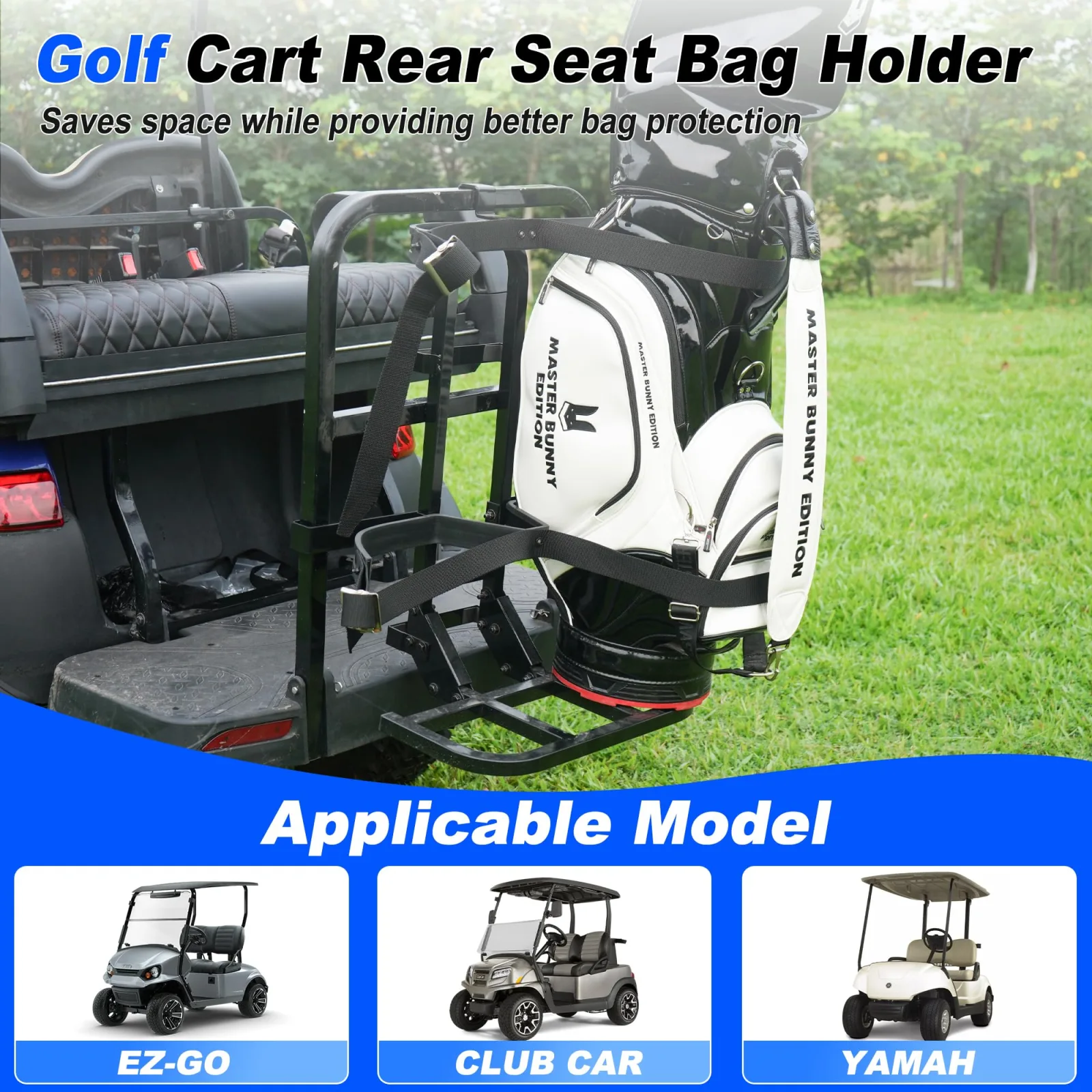 Mixopoly Universal Golf Cart Rear Seat Bag Holder image 3