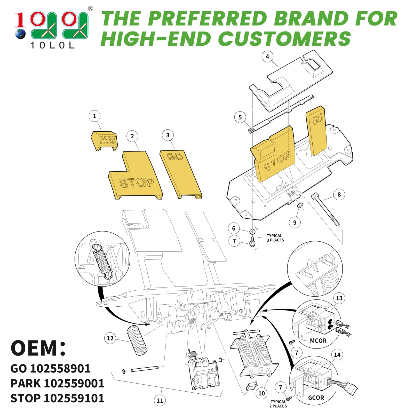 10L0L Pedal Pad Kit for Club Car Precedent image 2