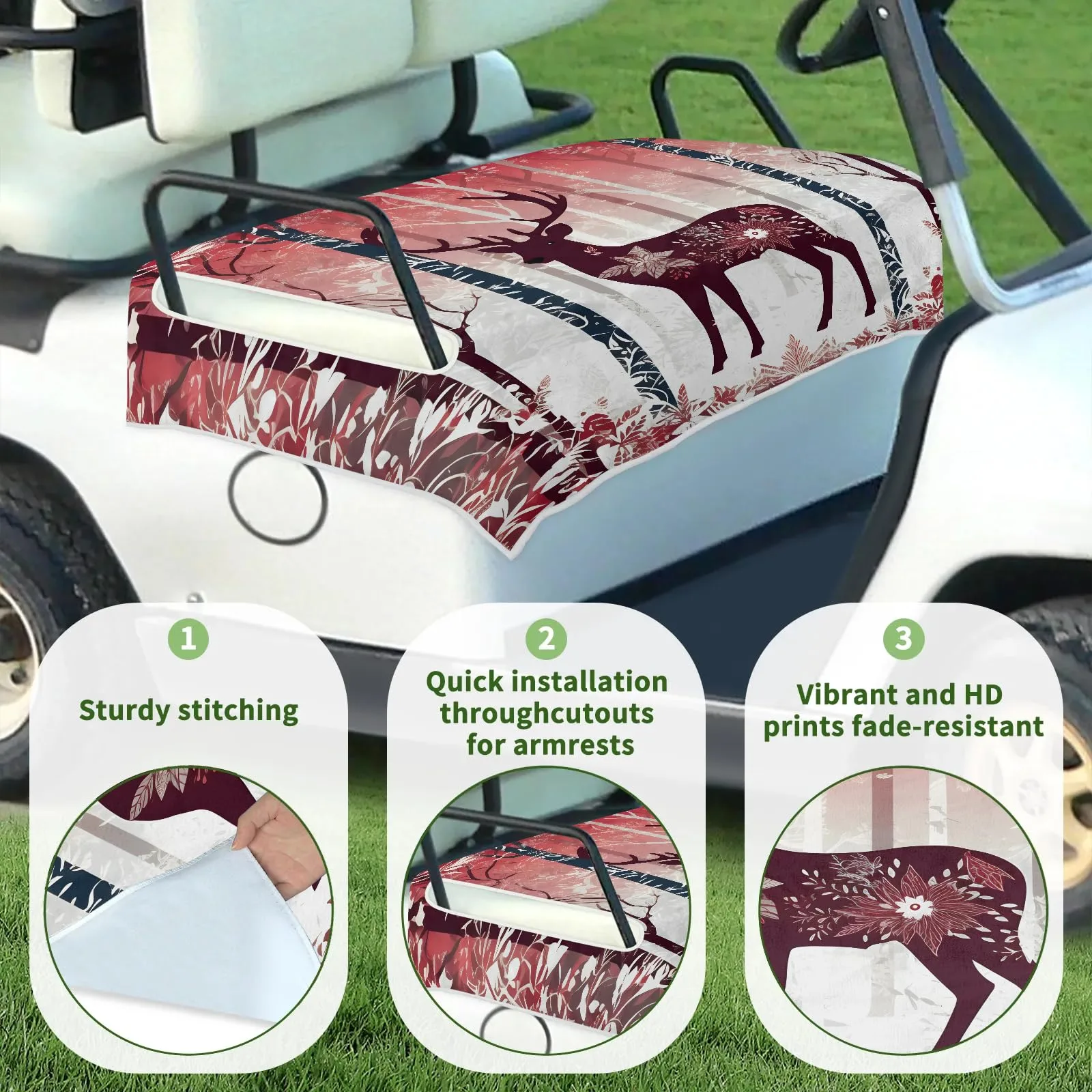 Tiveruda Golf Cart Seat Cover for Double Seats image 3