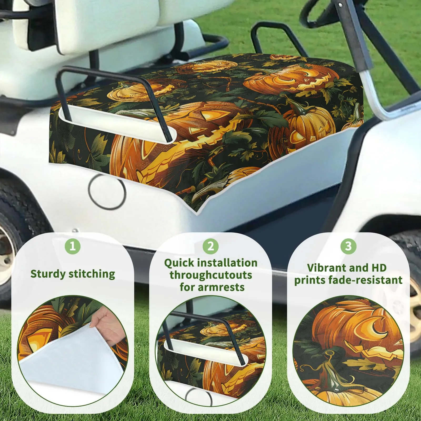 Tiveruda Halloween Pumpkins Golf Cart Seat Cover image 3
