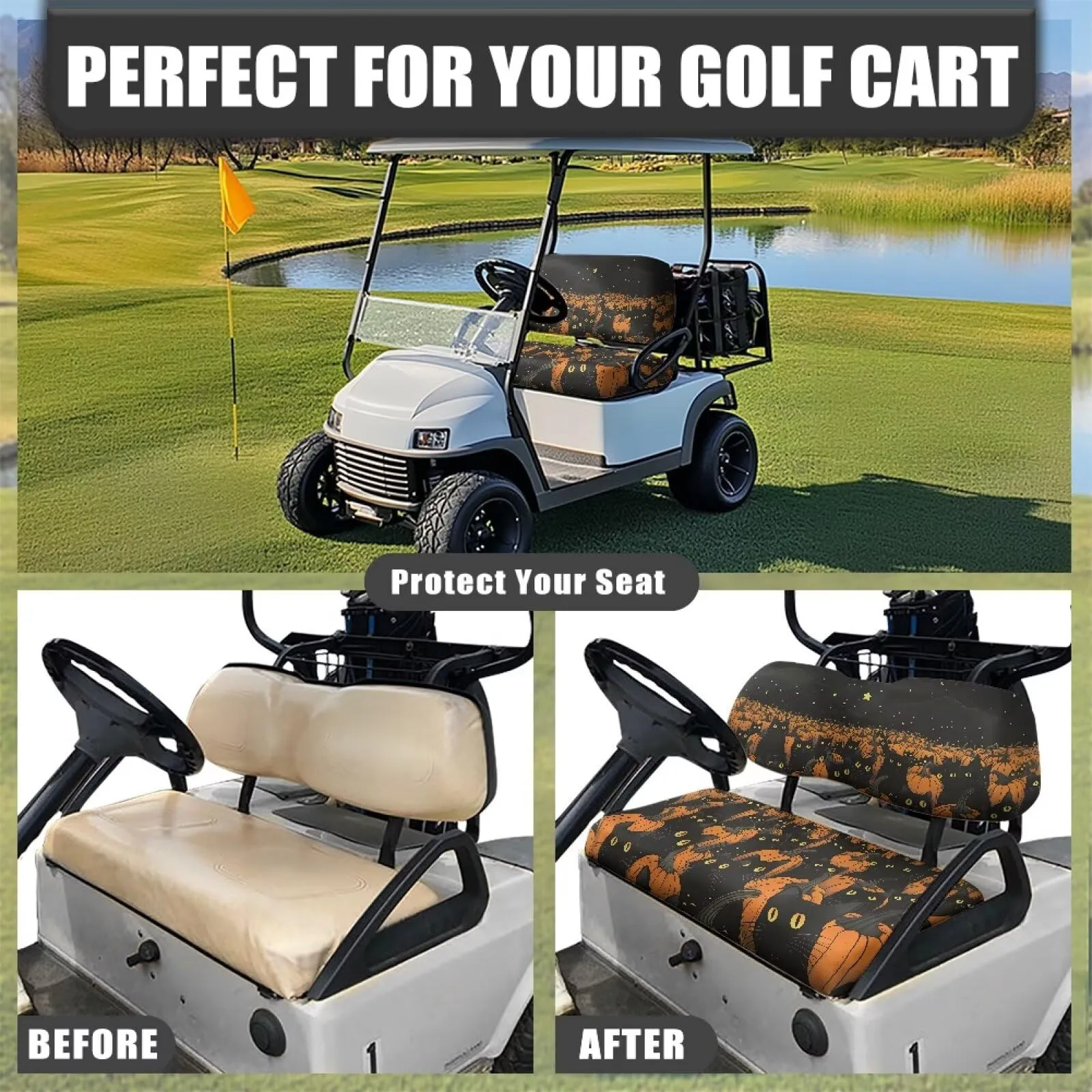 Quidrwyo Halloween Cat Golf Cart Seat Cover Set image 4