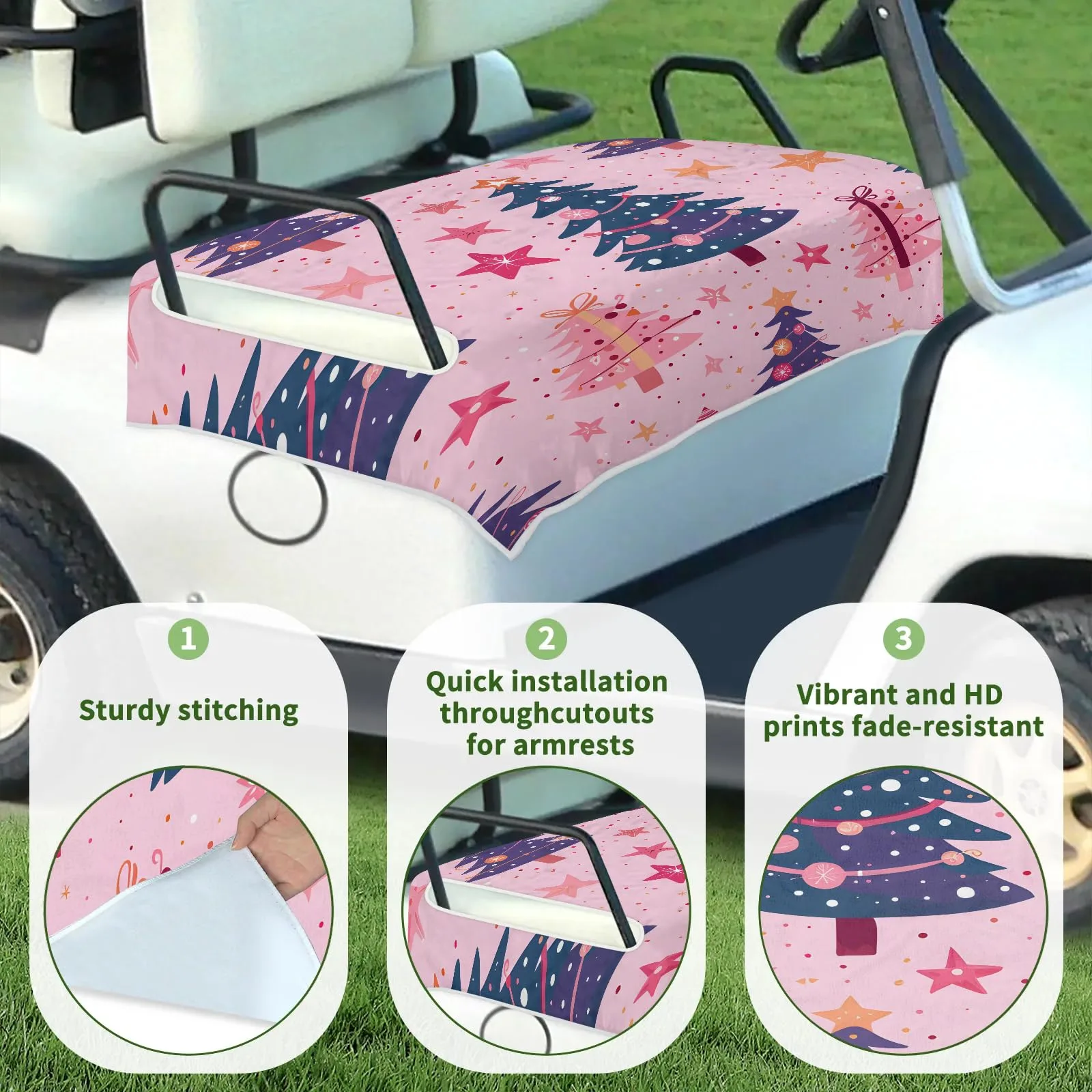 Tiveruda 51" x 31" Christmas Tree Star Golf Cart Seat Cover image 3