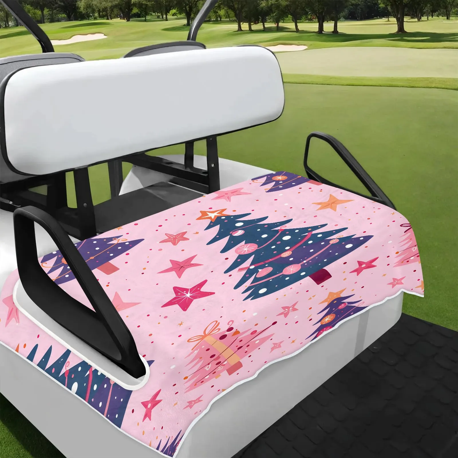 Tiveruda 51" x 31" Christmas Tree Star Golf Cart Seat Cover