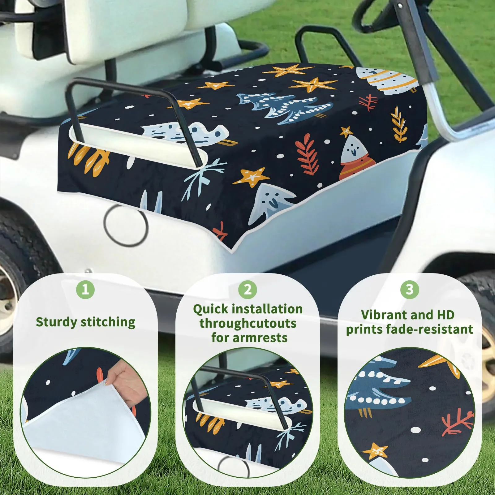 Tiveruda Golf Cart Seat Cover for Double Seats image 3