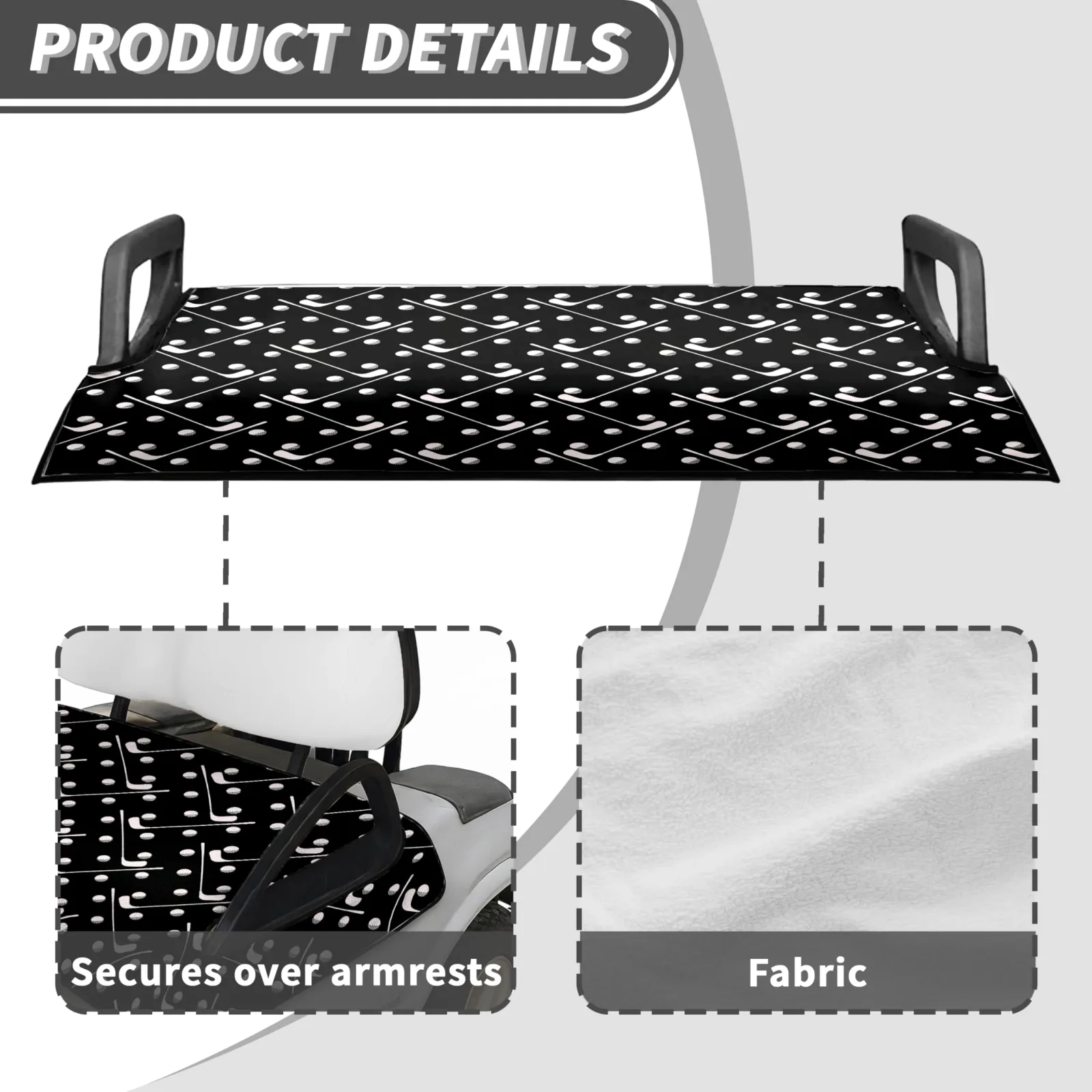 rywyyebsi Universal Golf Cart Seat Cover 51 x 31 in — Black Golf Clubs image 3