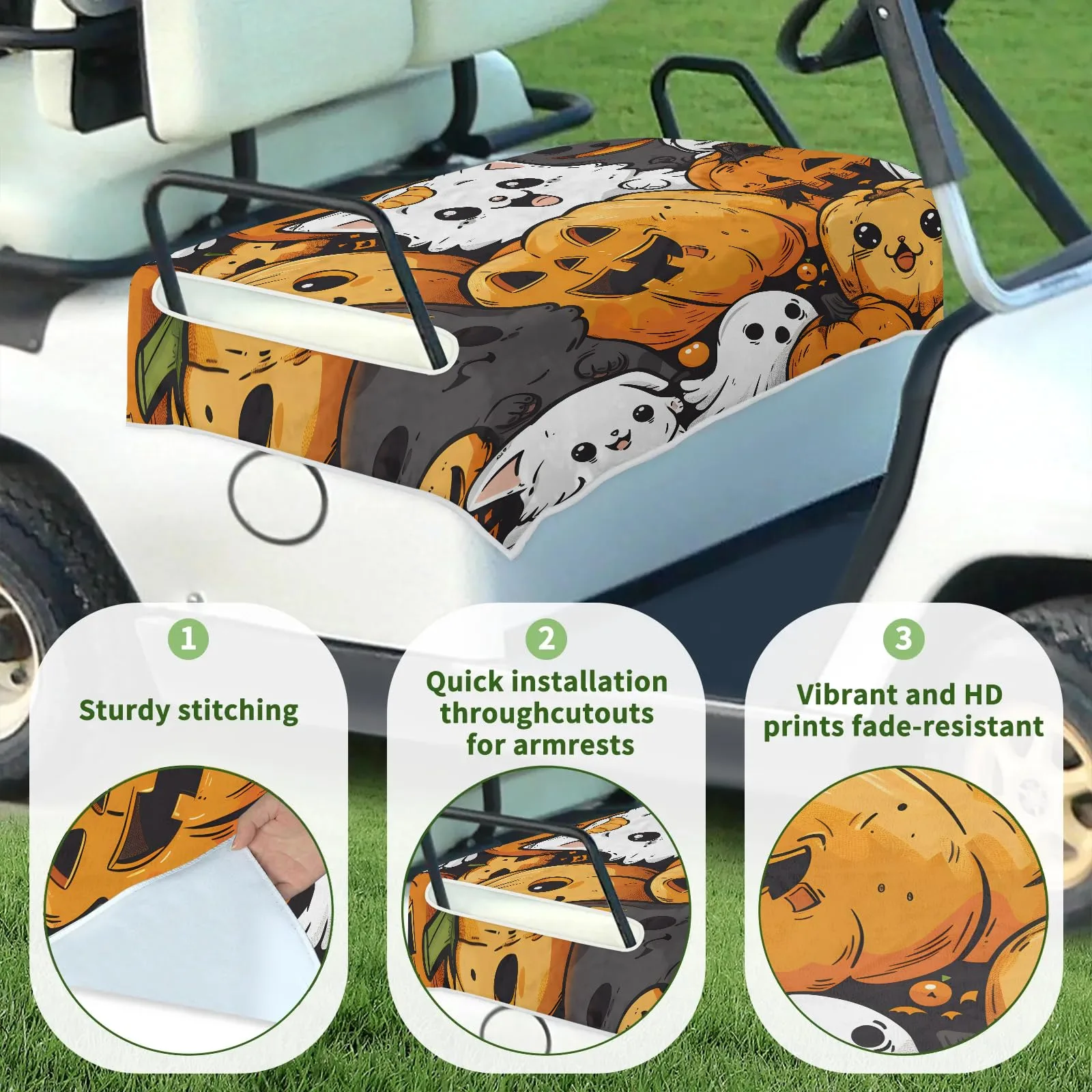 Tiveruda Halloween Cat Face Golf Cart Seat Cover image 3