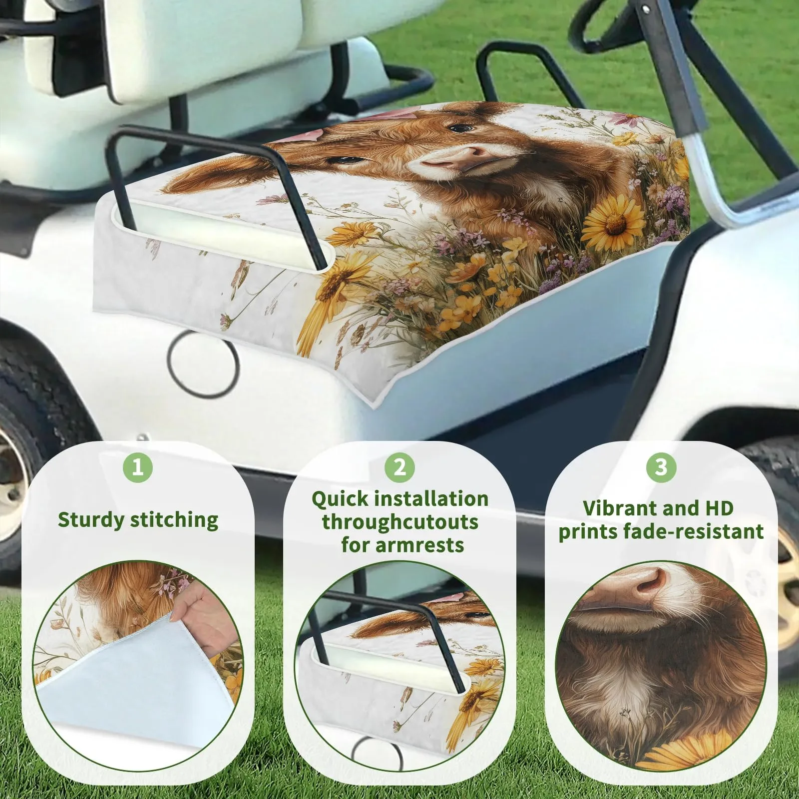 Tiveruda Golf Cart Seat Cover for Double Seats, 51 x 31 in image 3